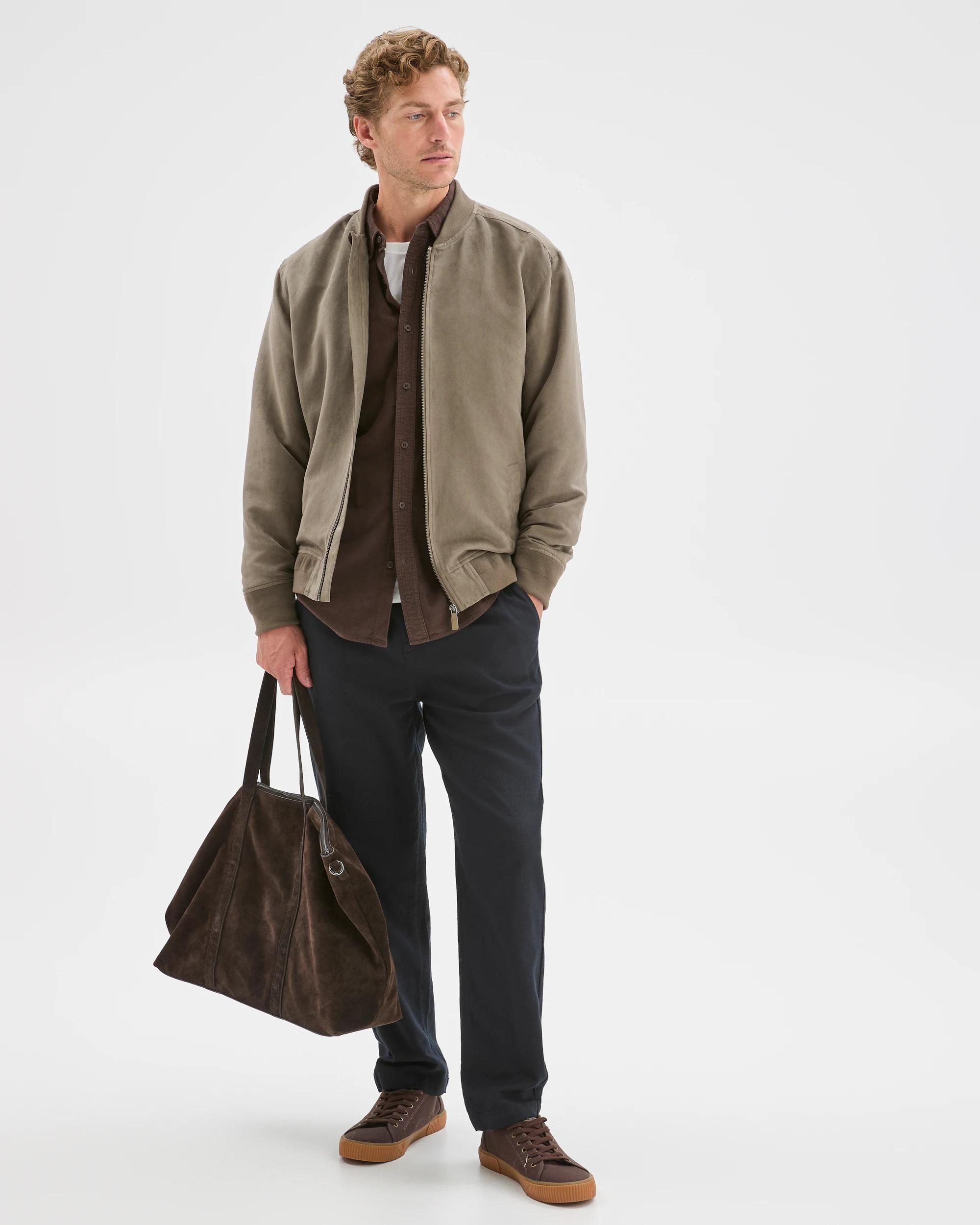 2 Target Man Faux Suede Bomber Jacket GREY OLIVE, 2 of 8