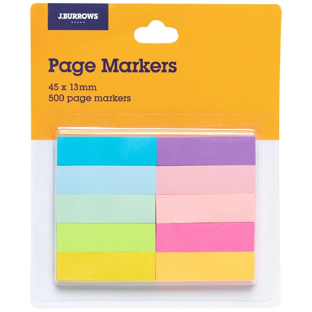 1 J.Burrows Page Markers 13x45mm Assorted 10 Pack, 1 of 4