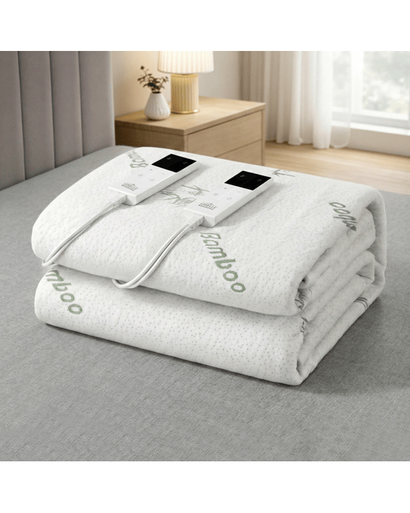 Giselle Bedding Giselle Electric Blanket Bamboo Fabric King Fitted Heated Pad Underlay Washable - King Bed - White