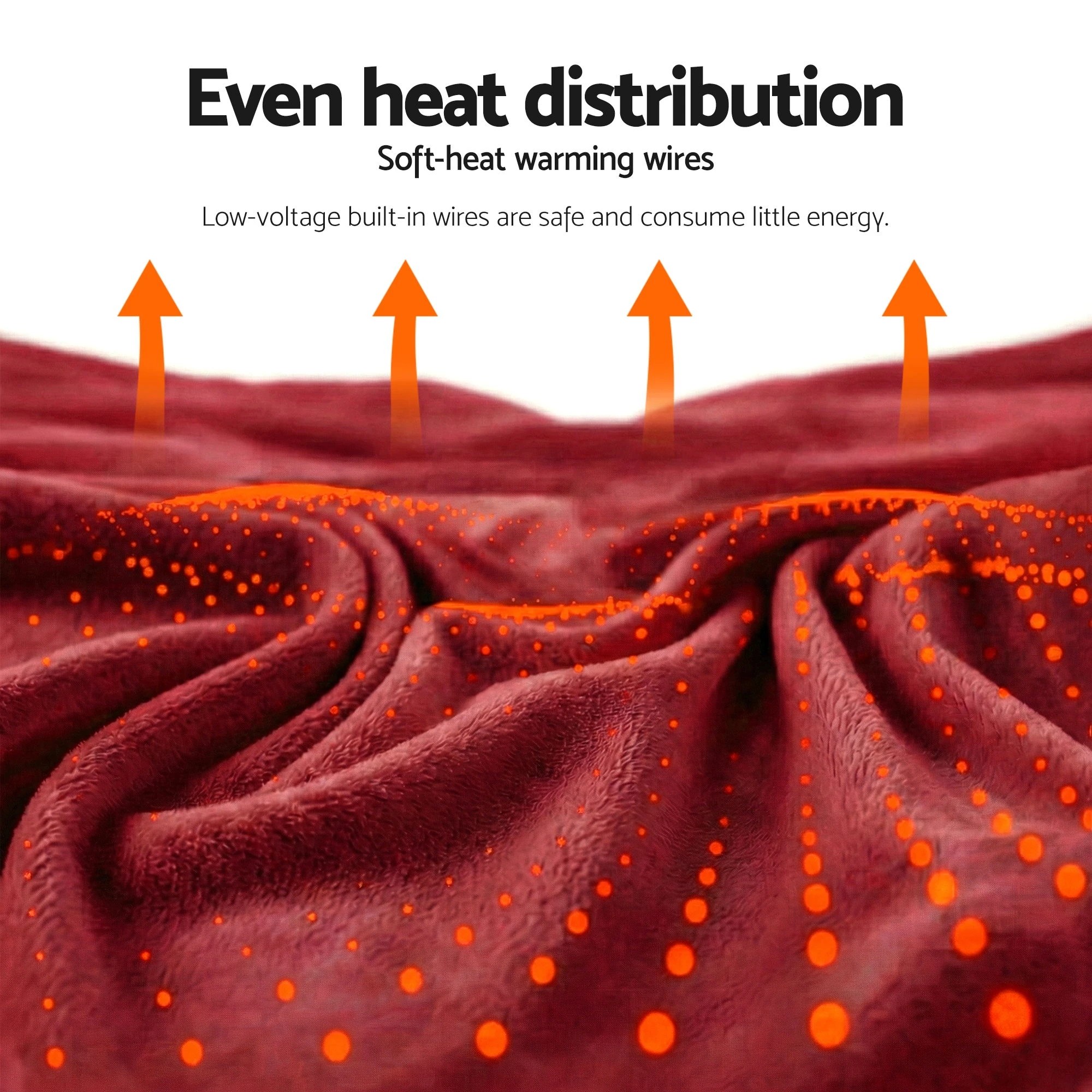 5 Giselle Electric Throw Rug Double Size 200x180cm Fleece Flannel Heated Blanket - Burgundy, 5 of 8