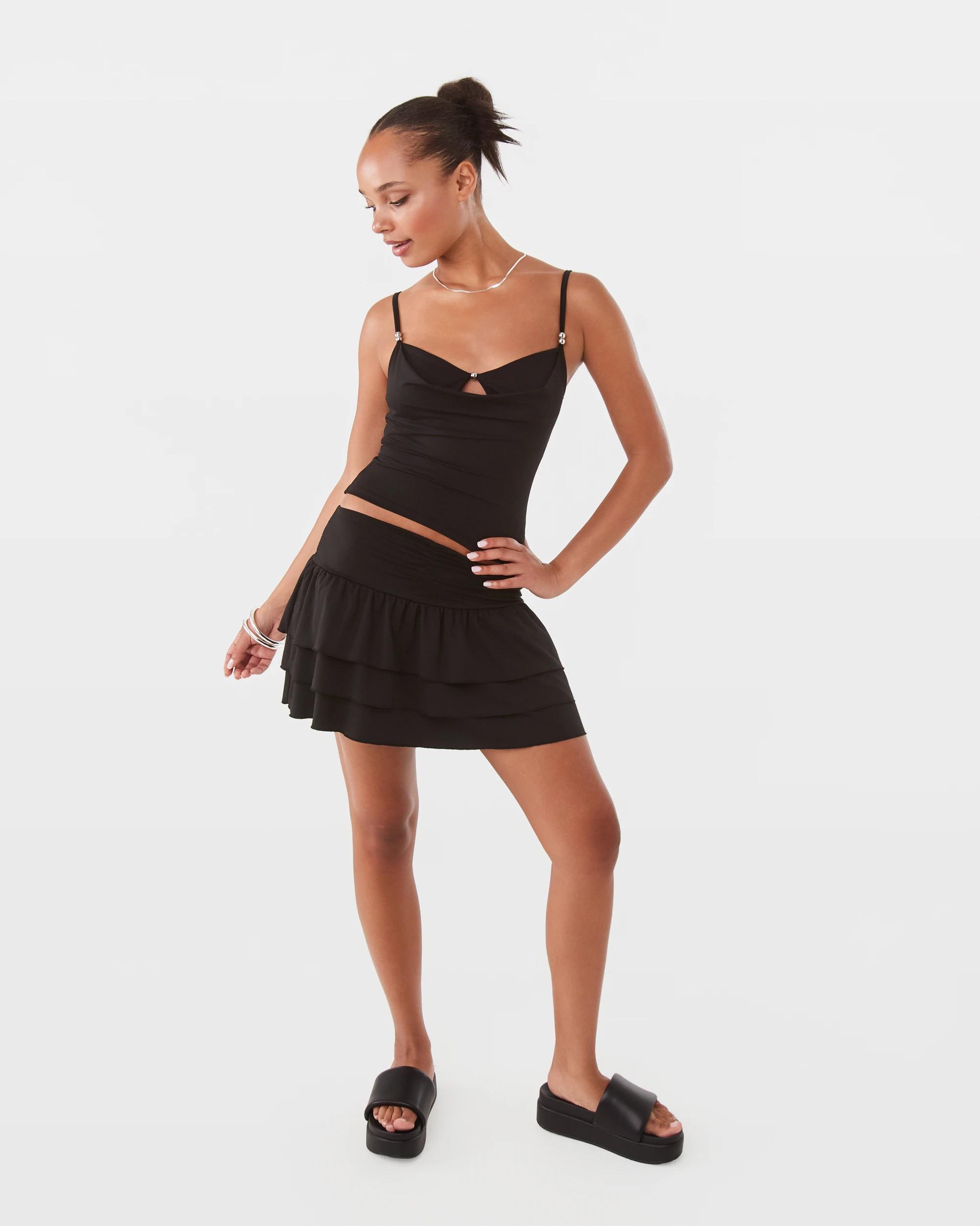 2 Mini Rara Jersey Skirt Black, 2 of 7