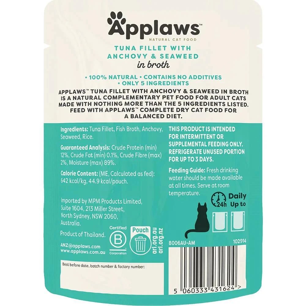 2 Applaws Cat Broth Pouch - Tuna & Anchovy 70g 16pc, 2 of 2