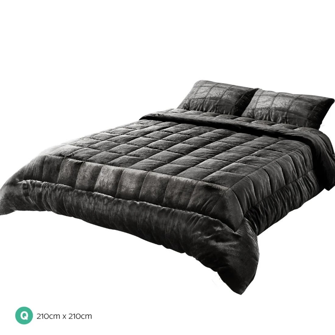 2 Giselle Bedding Faux Mink Quilt Charcoal Queen
 - Queen Bed
 - grey, 2 of 8