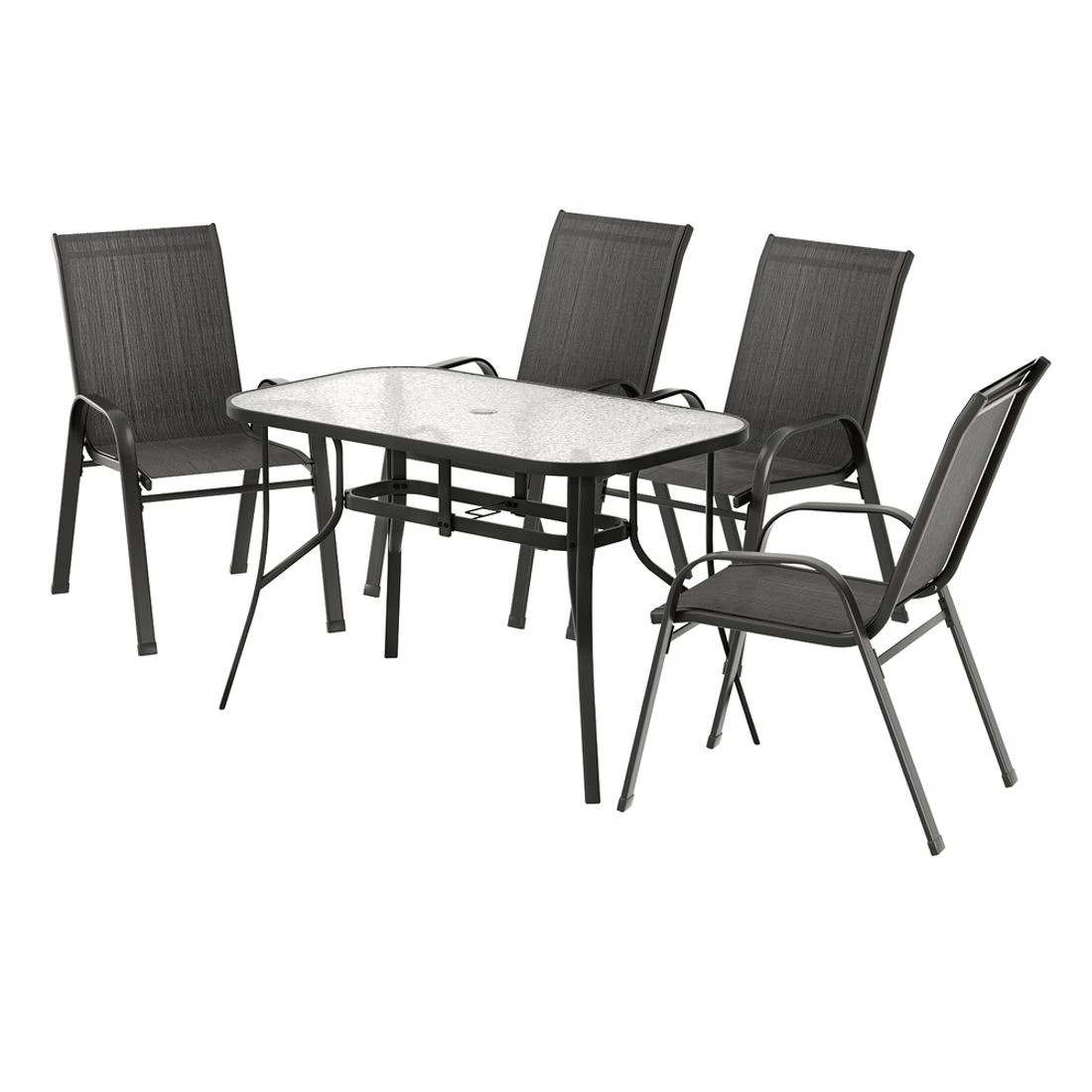 1 Gardeon 5PC Outdoor Dining Set Table and Chairs - Black, 1 of 5