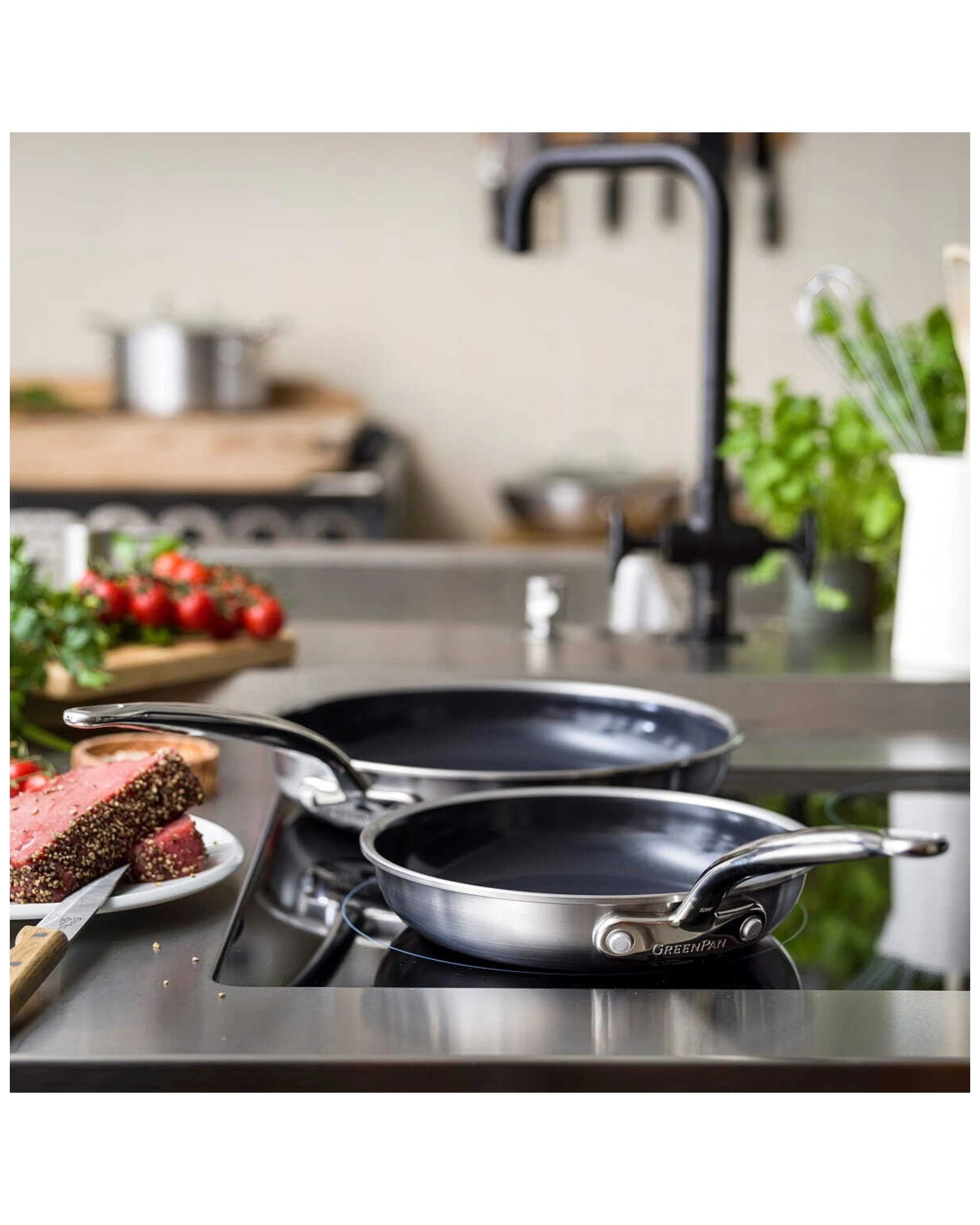 6 Greenpan Premiere Stainless Steel Open Frying Pan 28cm Home Kitchen Cooking
 - Silver, 6 of 6