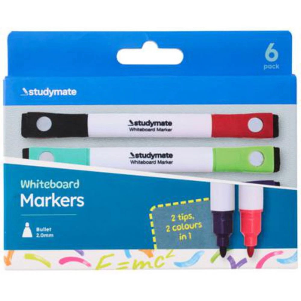 1 Studymate Twin Tip Magnetic Whiteboard Marker 6 Pack, 1 of 9