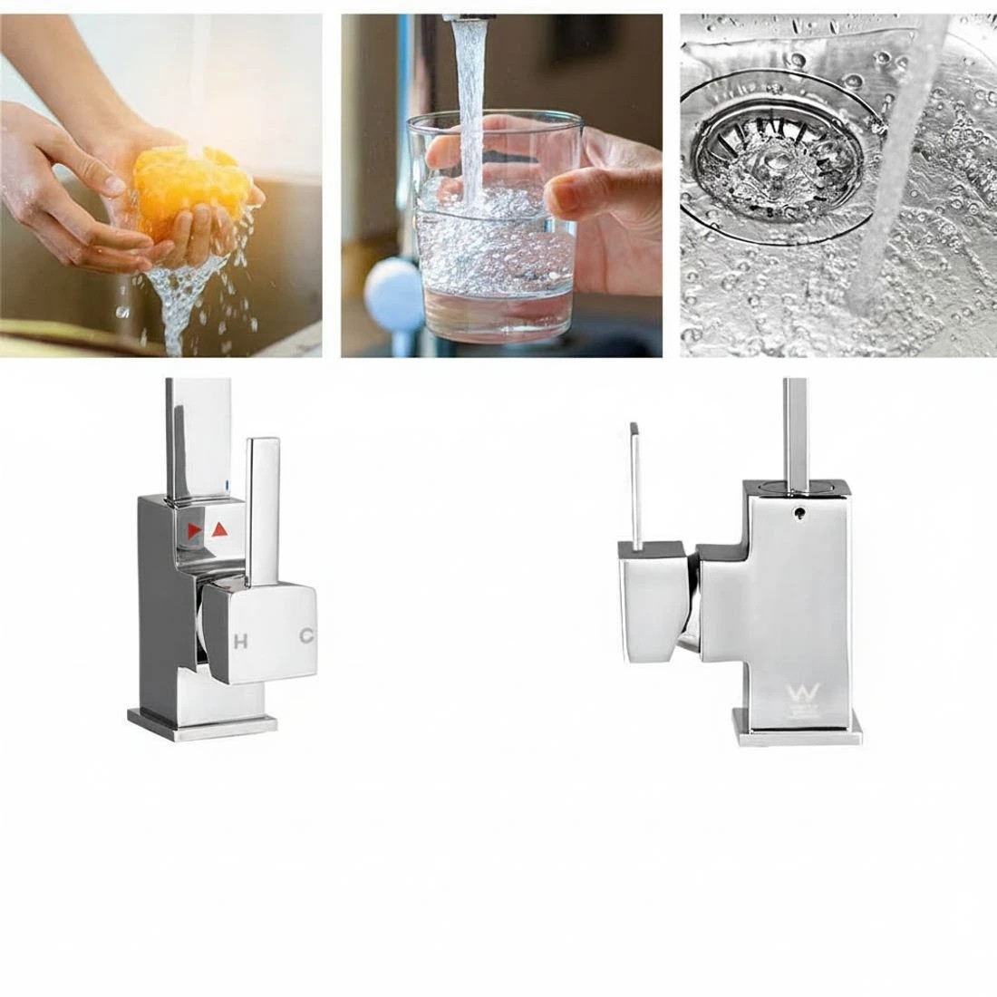 6 Cefito Kitchen Mixer Tap Mixer Square Sink Faucet Basin Laundry - Silver, 6 of 7