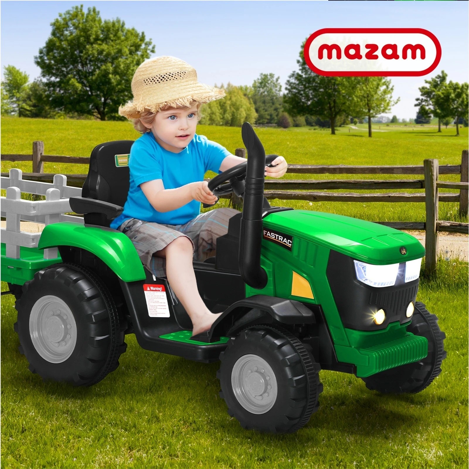 9 Mazam 156 Cm Kids Ride On Car Tractor 12v Remote Control Electric Battery Toy
 - Green, 9 of 10