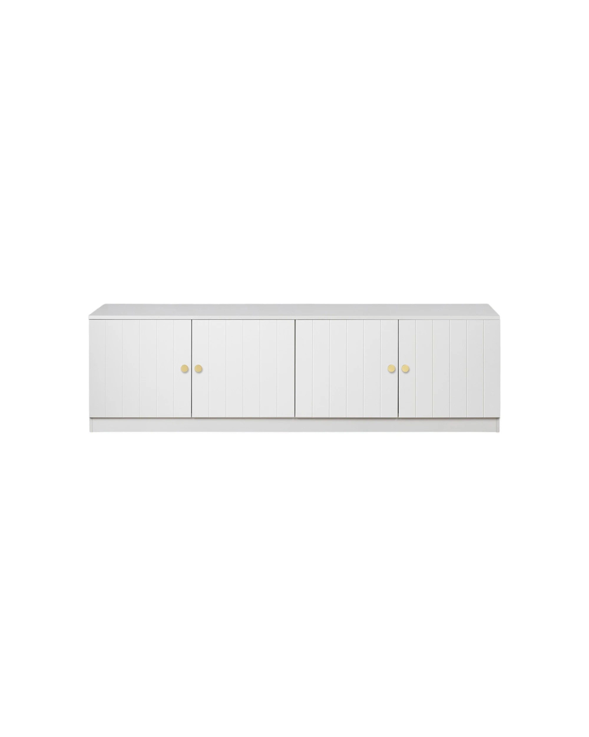 1 European Cabinetry Bucharest VJ Panel TV Unit Brass Round Handle - White, 1 of 4