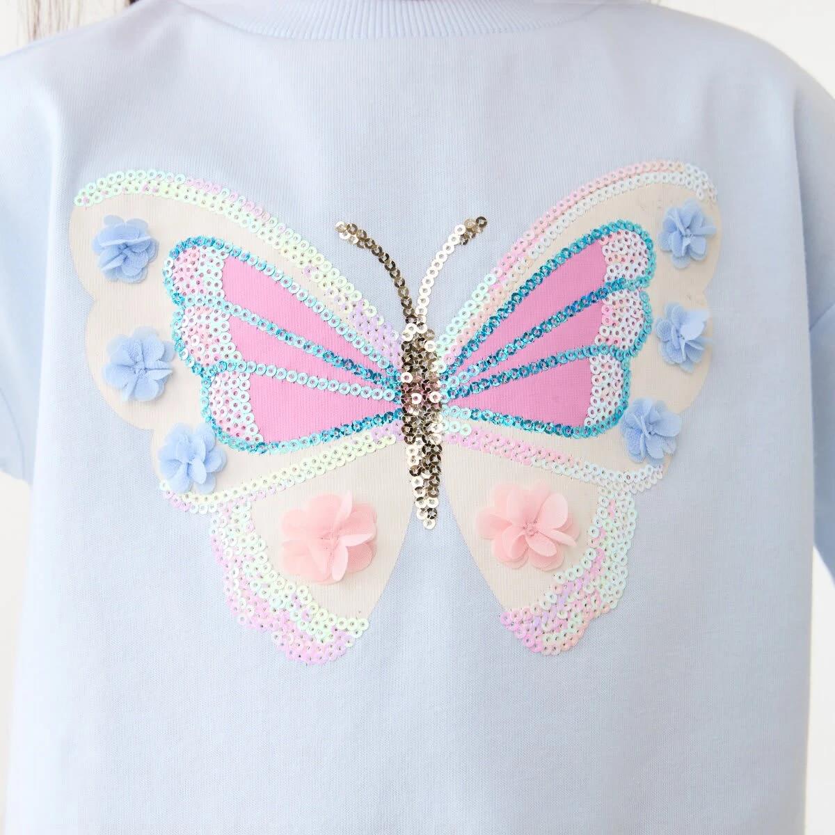 4 Short Sleeve Sequin T-shirt DAZZLING BUTTERFLY ICE MIST, 4 of 6