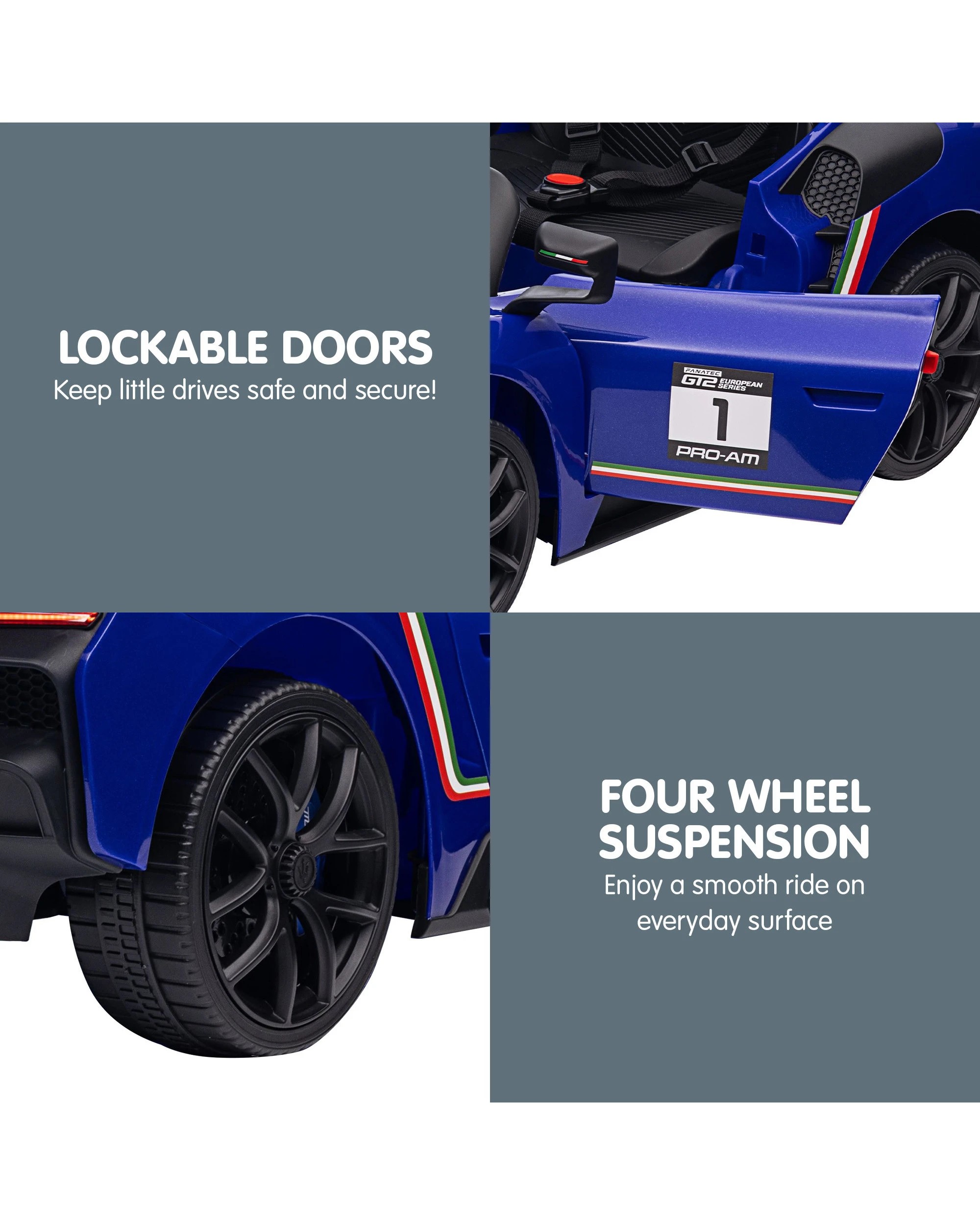 6 Kahuna Maserati MC20 GT2 Licensed Electric Kids Ride On Race Car Blue, 6 of 10