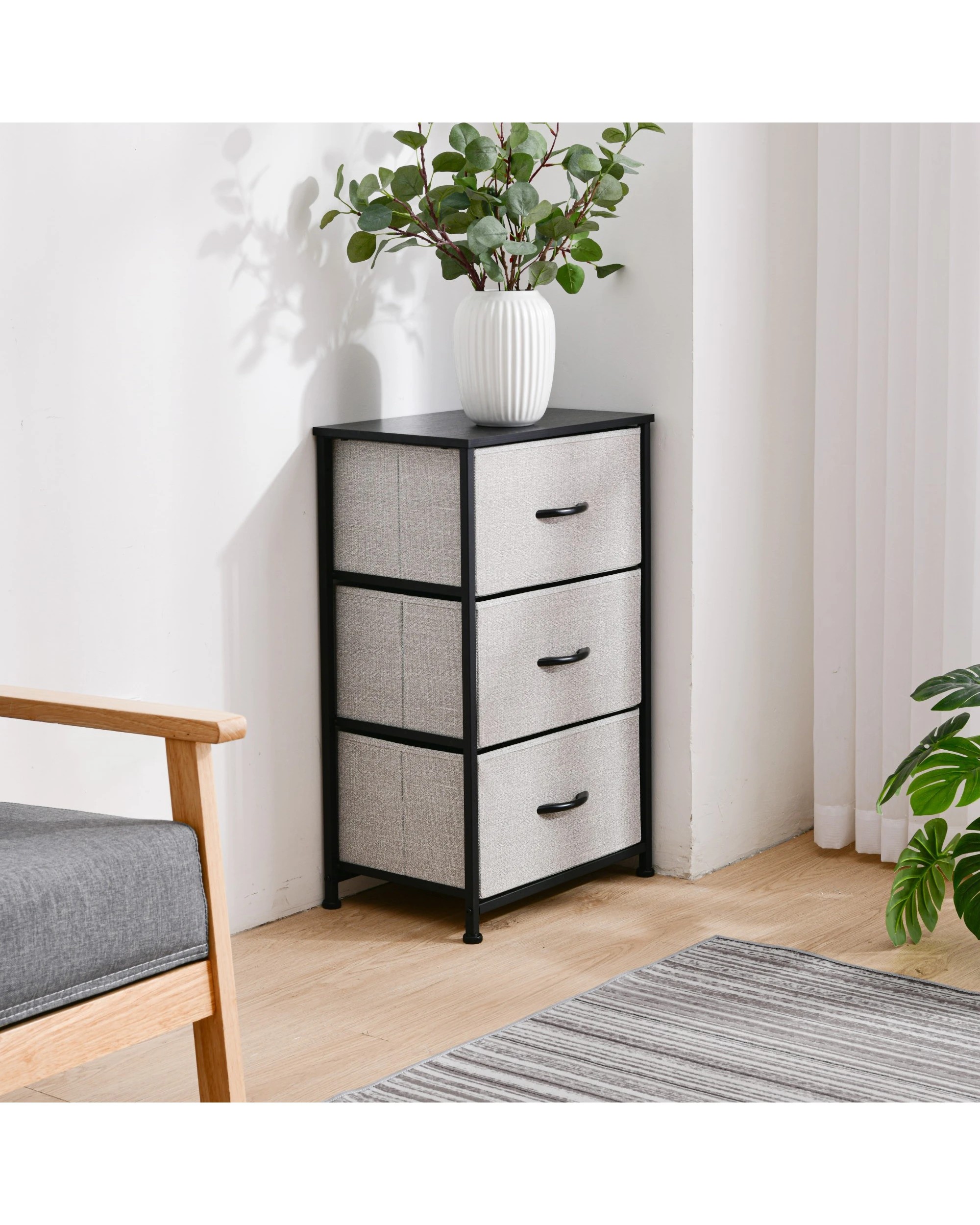 2 Sherwood Luna 3 Drawer Fabric Home Dresser - Grey, 2 of 8