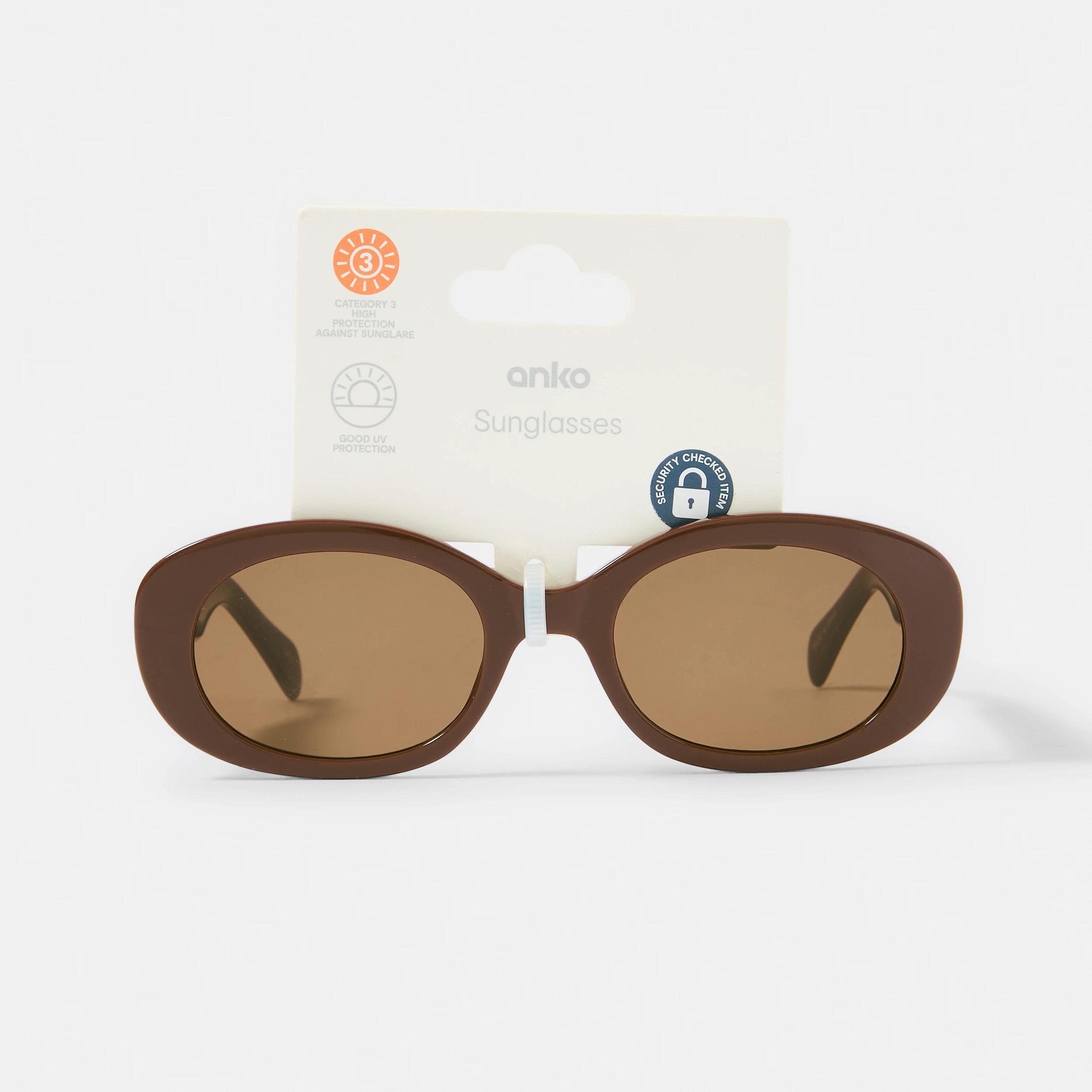 6 Womens Oval Sunglasses Brown, 6 of 6