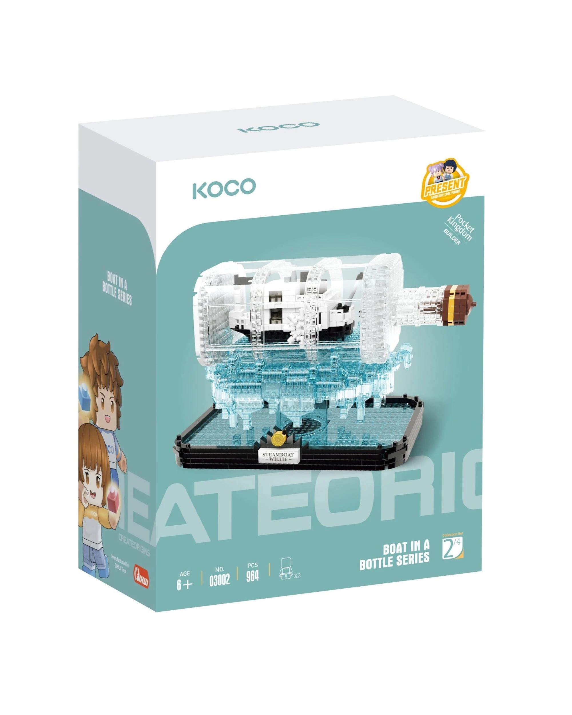 1 Koco Bricks Boat in a Bottle Series Black and White Ship 964 Pieces, 1 of 1