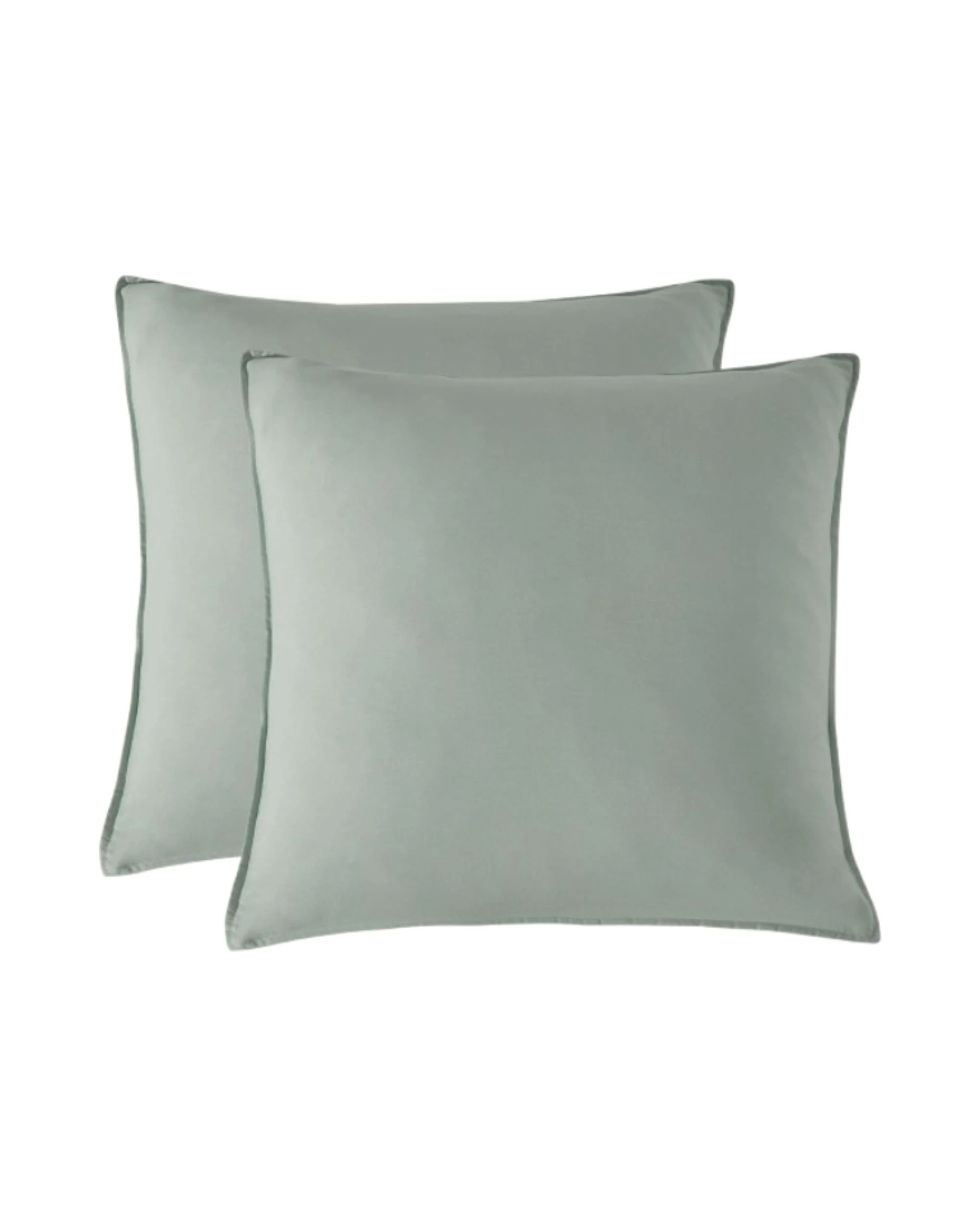 1 CleverPolly 2-Pack Vintage Washed Microfibre European Pillowcases - Sage, 1 of 4