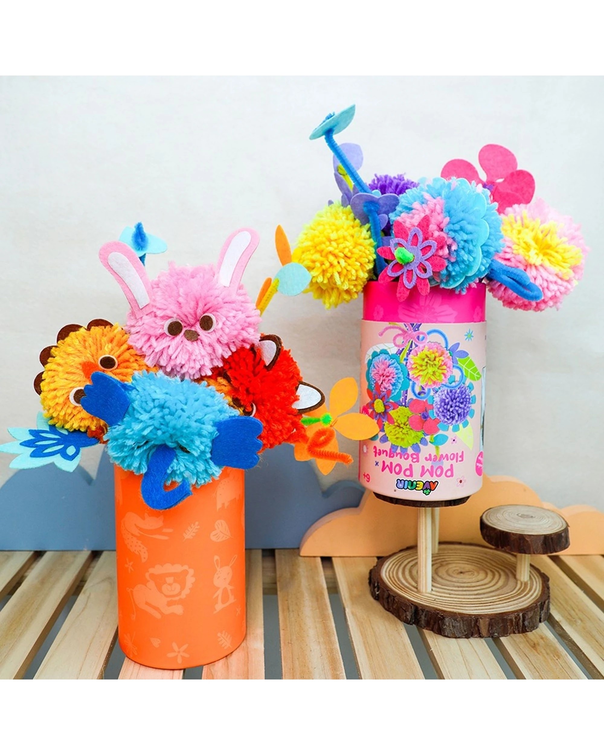 3 Avenir Pom Flowers Bouquet Art & Craft Toy Kids DIY Kit Creative Fun - Multi, 3 of 3