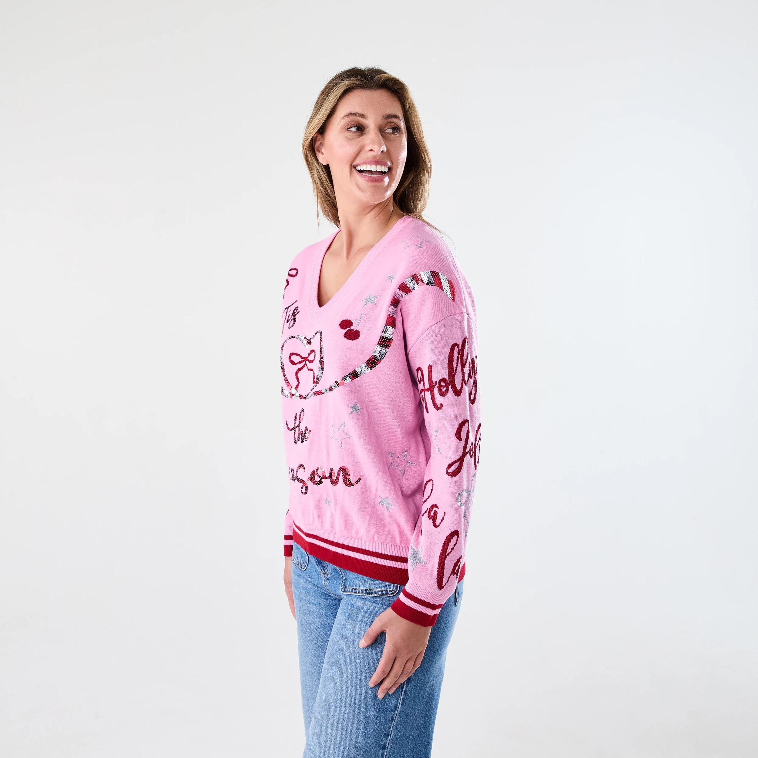 2 Christmas V-Neck Jumper TIS THE SEASON CREPE PINK, 2 of 6