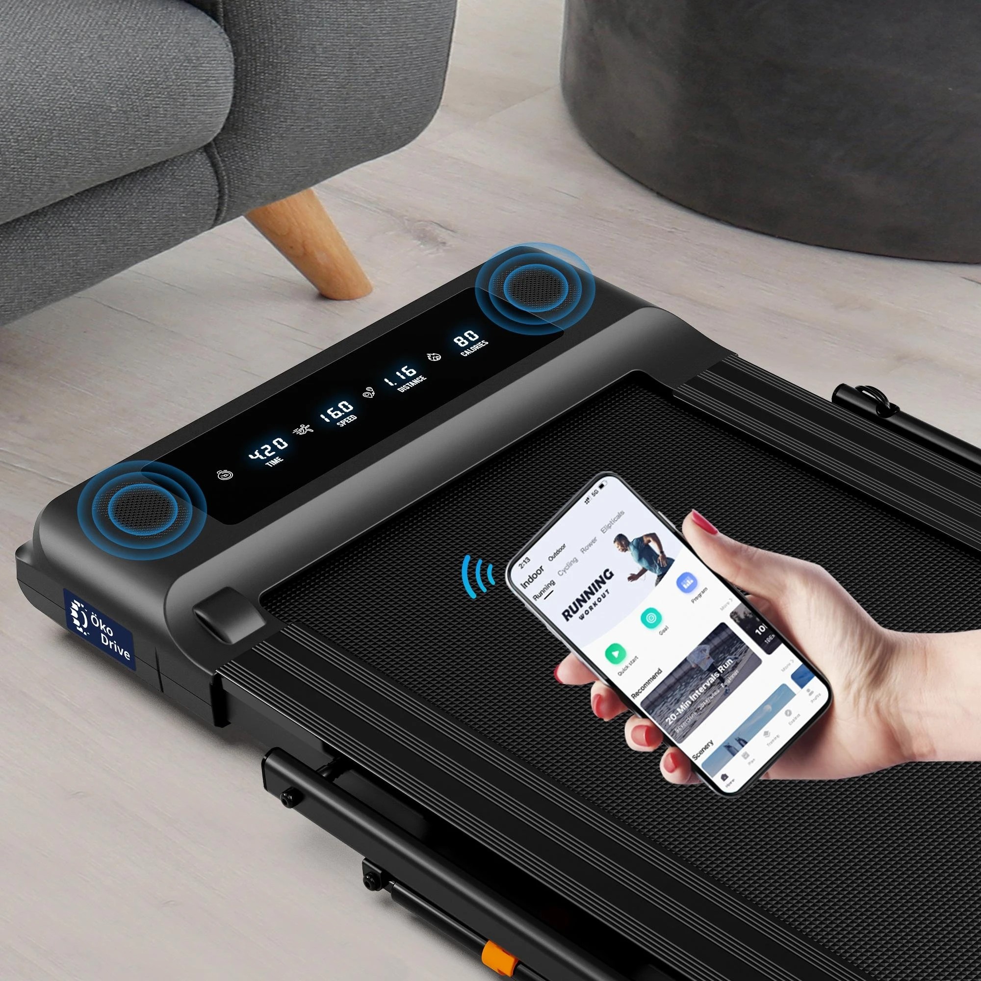 8 Black Lord Treadmill 2 IN 1 Electric Walking Pad 400mm Hydraulic Foldable - Black, 8 of 9