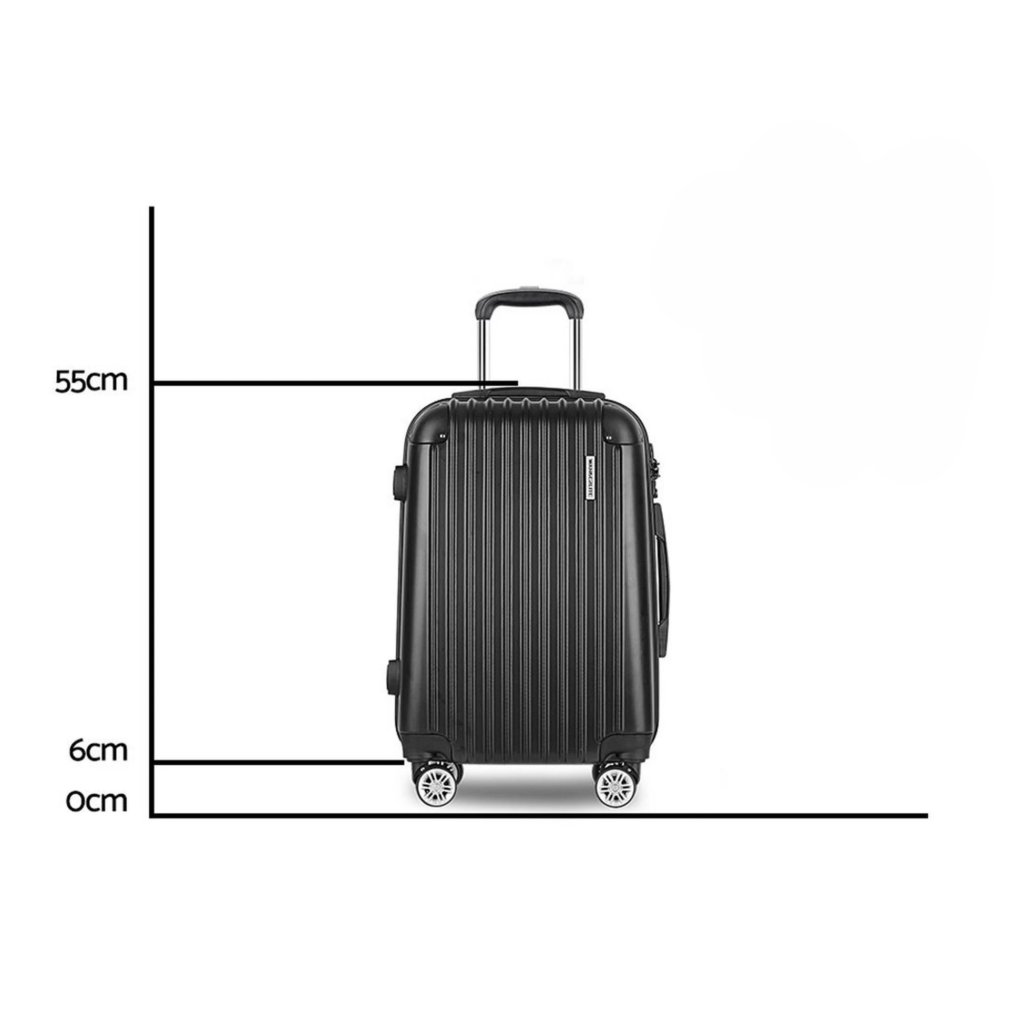 1 Wanderlite 20" 55cm Luggage Trolley Travel Set Suitcase Carry On Hard Shell Case Sets - Black, 1 of 6