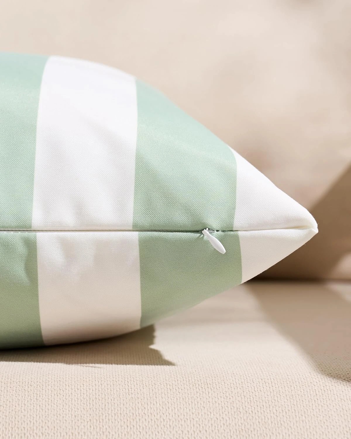 2 Gioia Casa 2-Pack Striped Outdoor Waterproof Cushion Covers - Sage, 45×45cm, 2 of 3