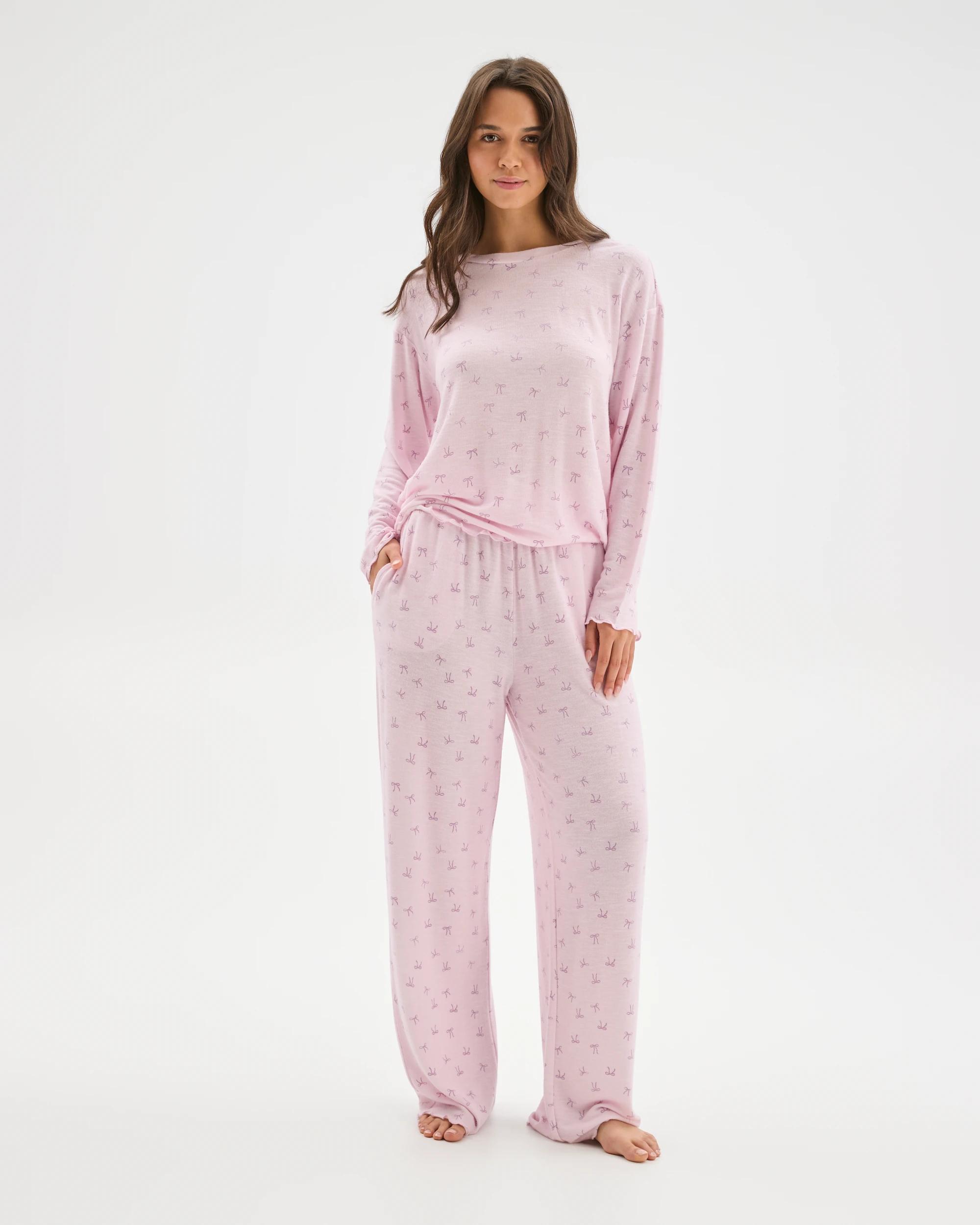 1 Target Woman Cosy Slub Knit Sleep Pants FLORAL & BOW, 1 of 6