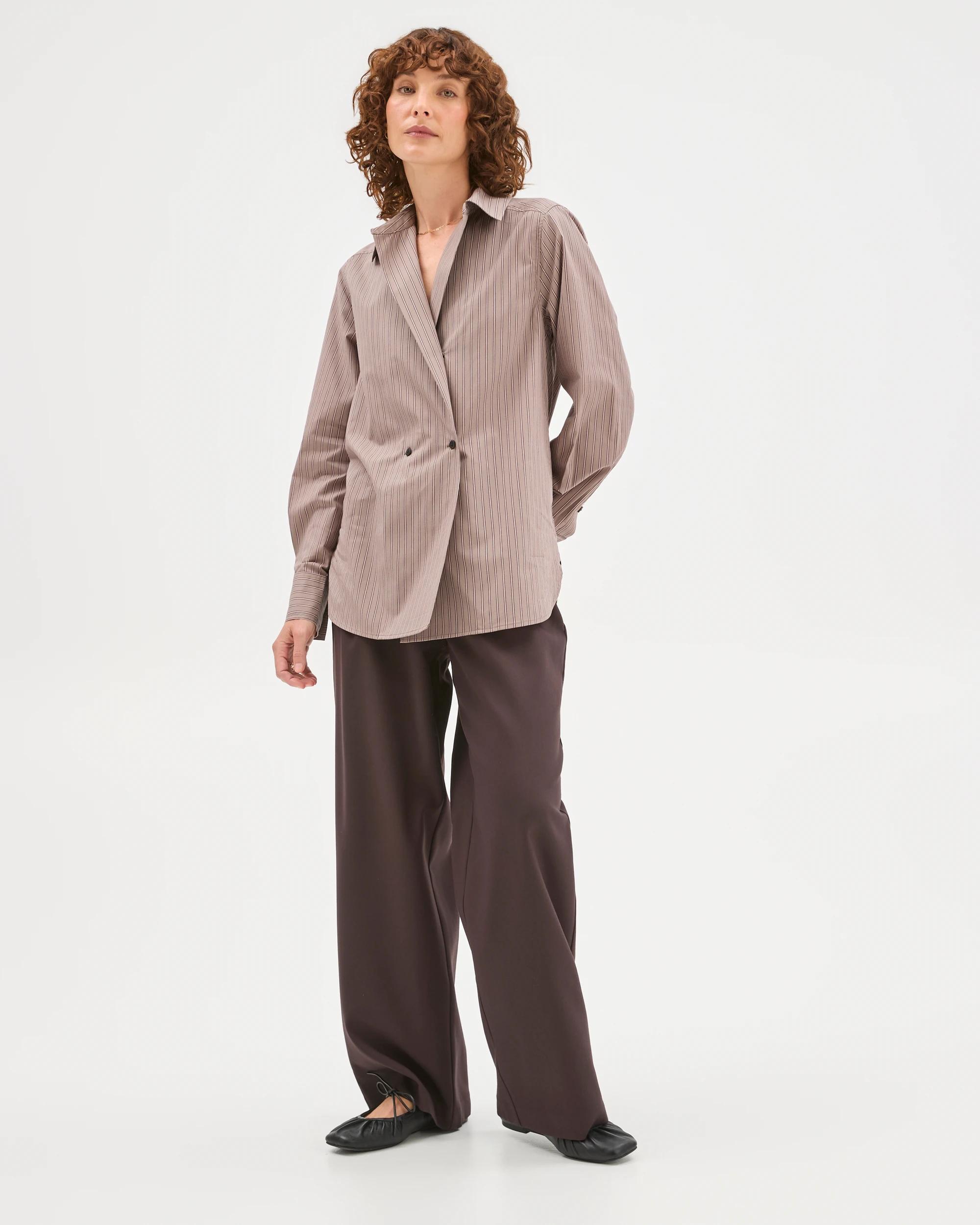 2 Preview Australian Cotton Blend Tailored Shirt PINOT PINSTRIPE, 2 of 6