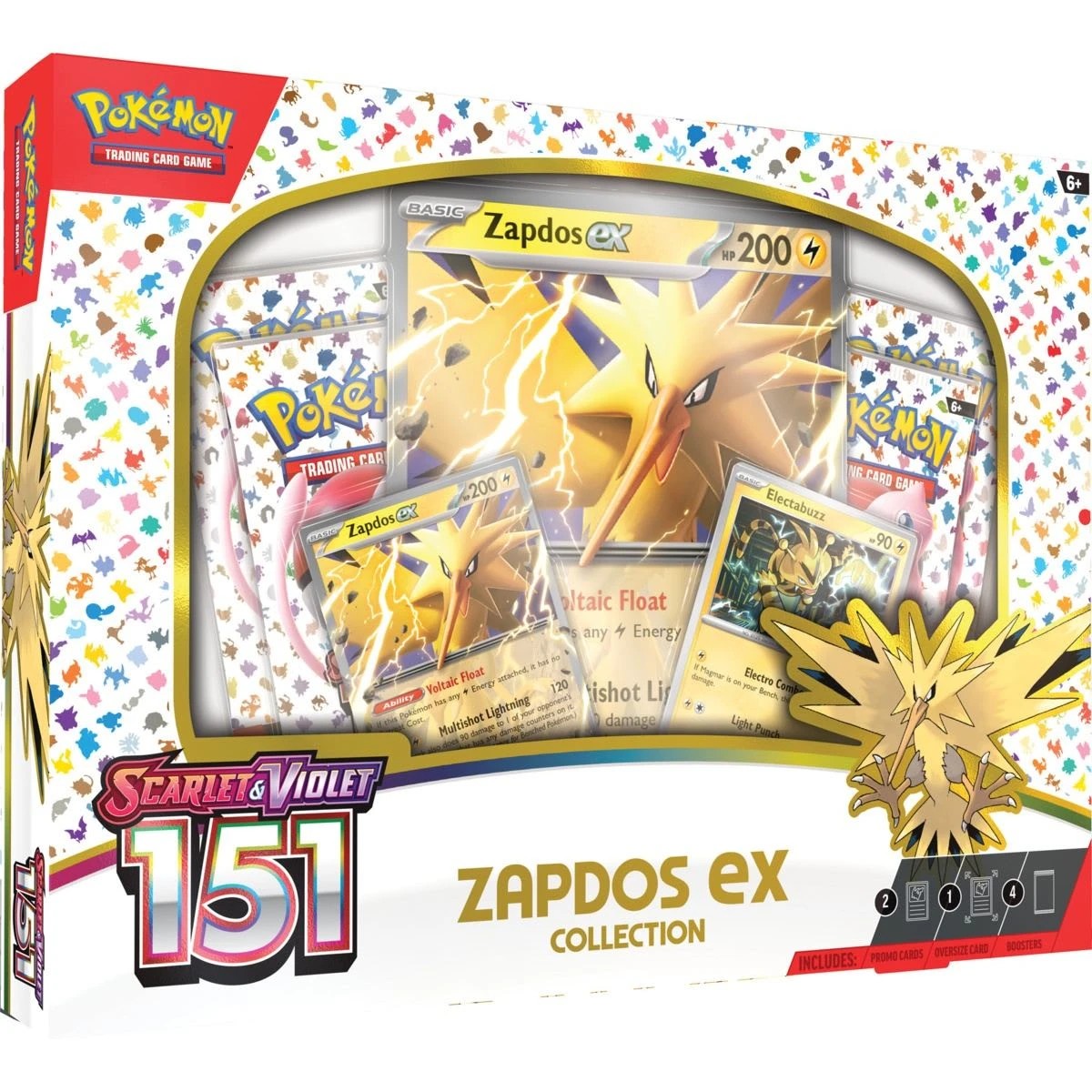 1 Pokemon Trading Card Game: Scarlet and Violet 151 Zapdos Ex Collection, 1 of 2