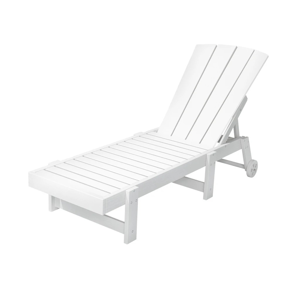1 Gardeon Sun Lounge Beach Chair HDPE Adirondack Lounger Patio Outdoor Furniture with - White, 1 of 7