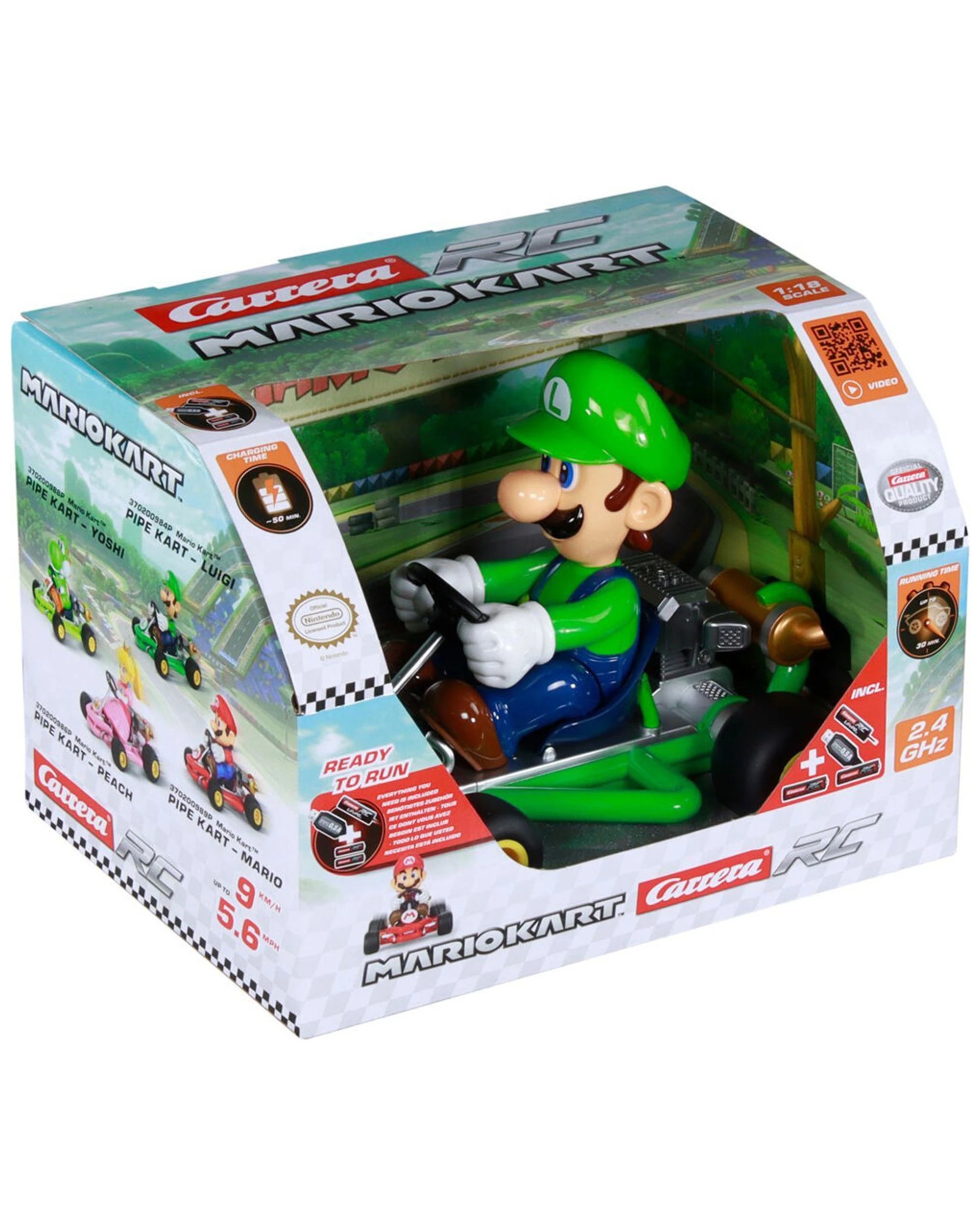 4 Carrera Mario-Kart Pipe Kart Remote Control Car Luigi 2.4GHz 6y Plus 30min Play - Green, 4 of 4