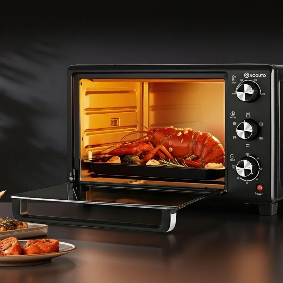 4 Devanti 30L Convection Oven Electric Fryer Ovens 1600W - Black, 4 of 8