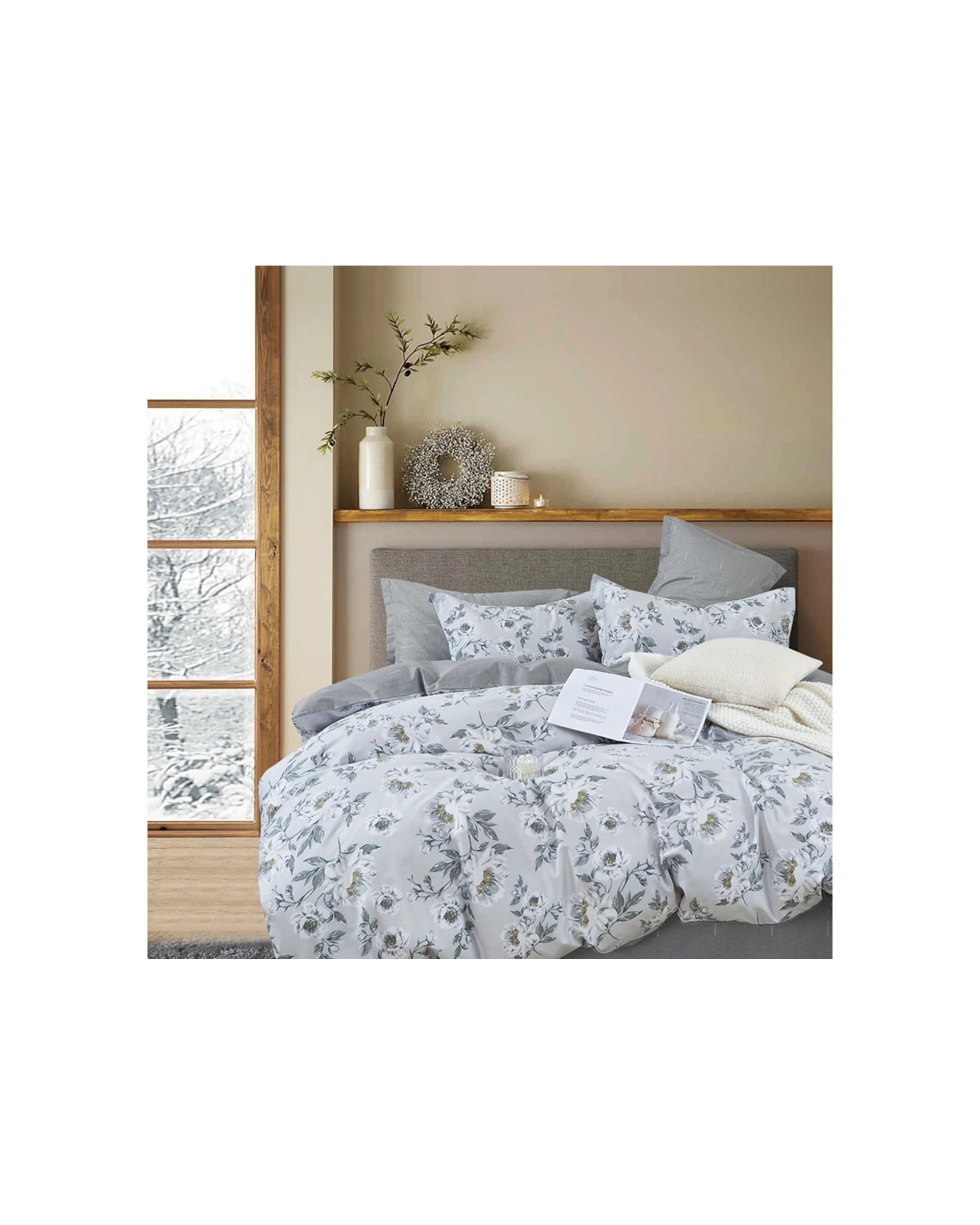 1 Ardor Alwin Queen Quilt Cover Set Cotton Home Bedding Tonal Floral Design - Queen Bed, 1 of 3