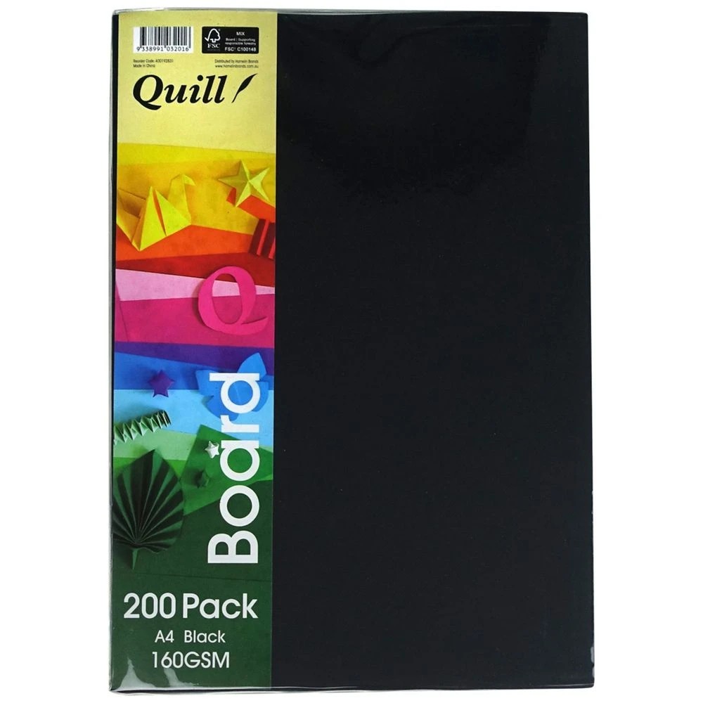 1 Quill Board A4 160gsm Black 200 Pack, 1 of 3