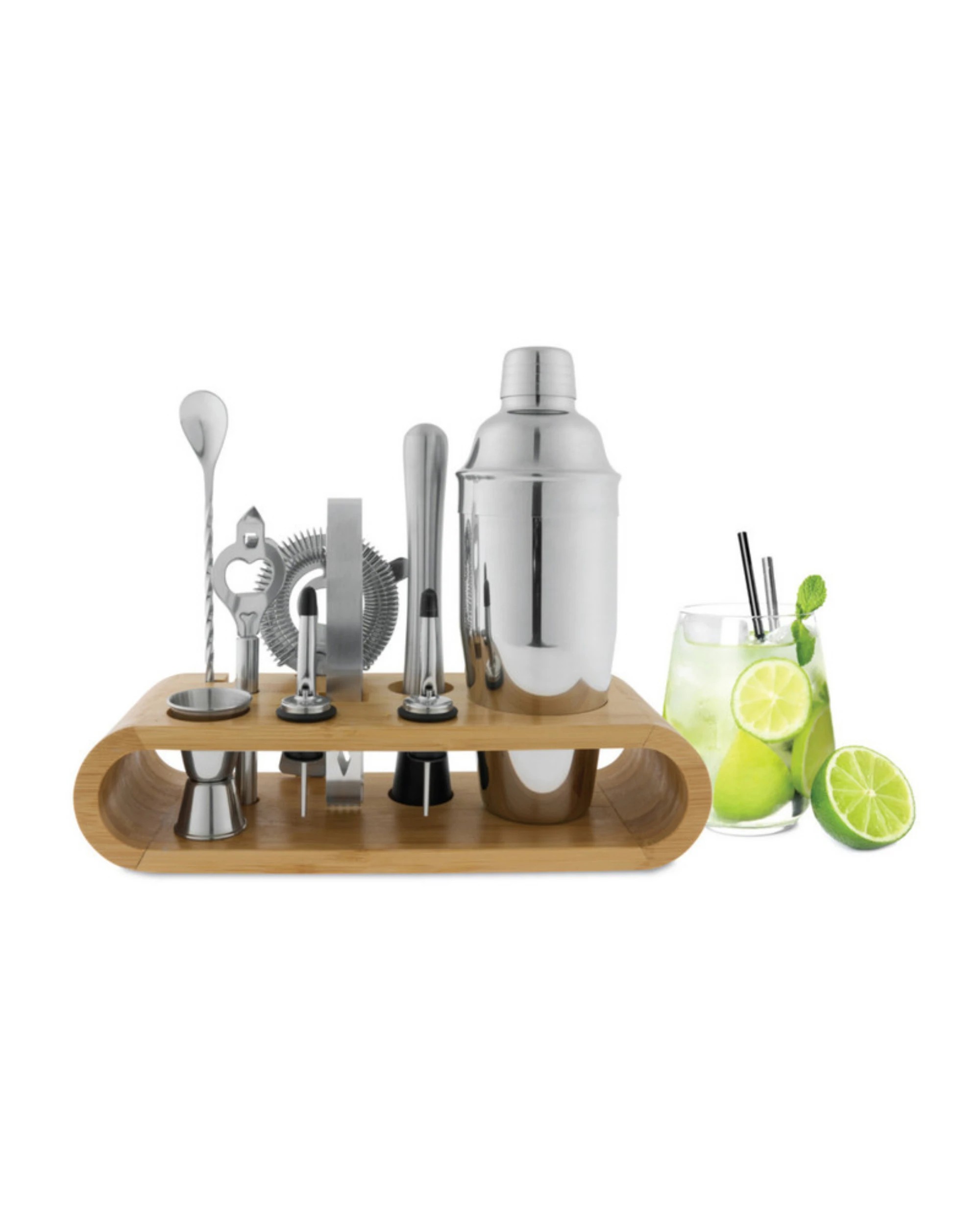 2 Avanti Bar Set with Bamboo Stand - Multi, 2 of 2