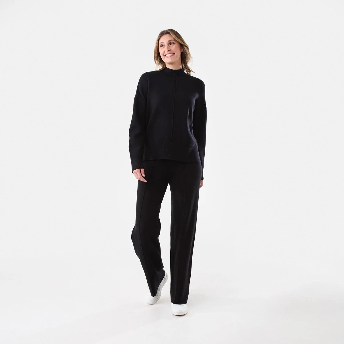 6 Compact Mock Neck Jumper Black, 6 of 6