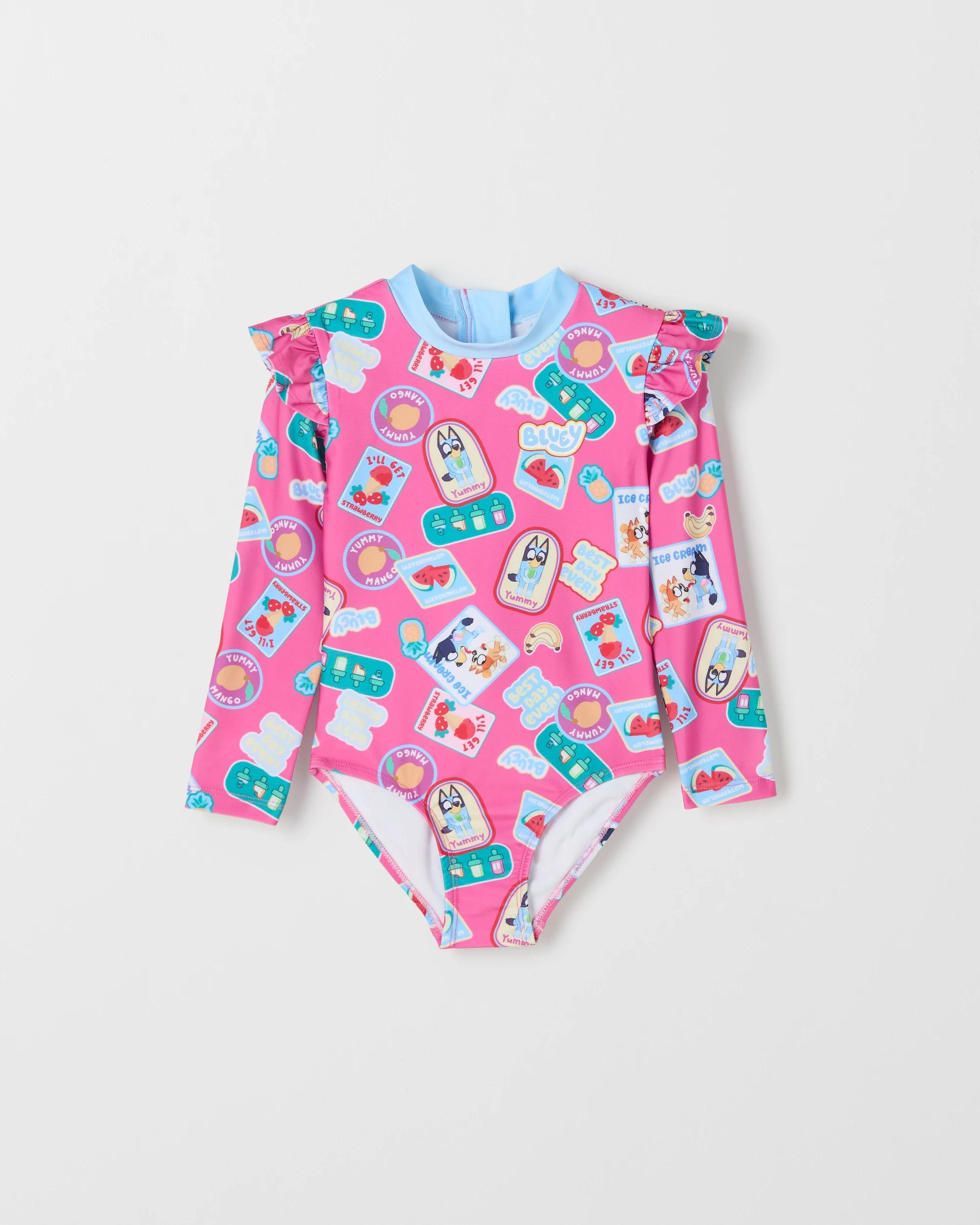 1 Bluey Long Sleeve Swim Surfsuit BLUEY STAMP AOP, 1 of 2