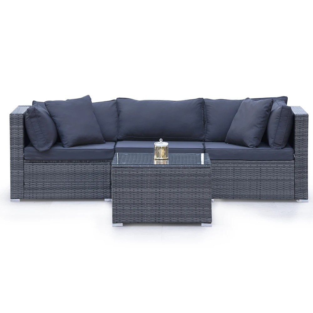 1 London Rattan 4-Piece 3-Seater Modular Outdoor Lounge - Grey, 1 of 1