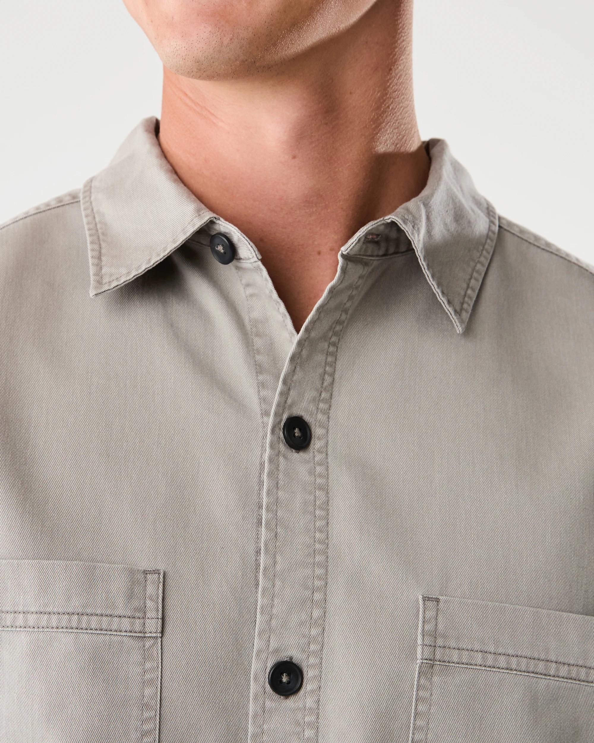 7 Long Sleeve Twill Overshirt Bge Smoke, 7 of 7