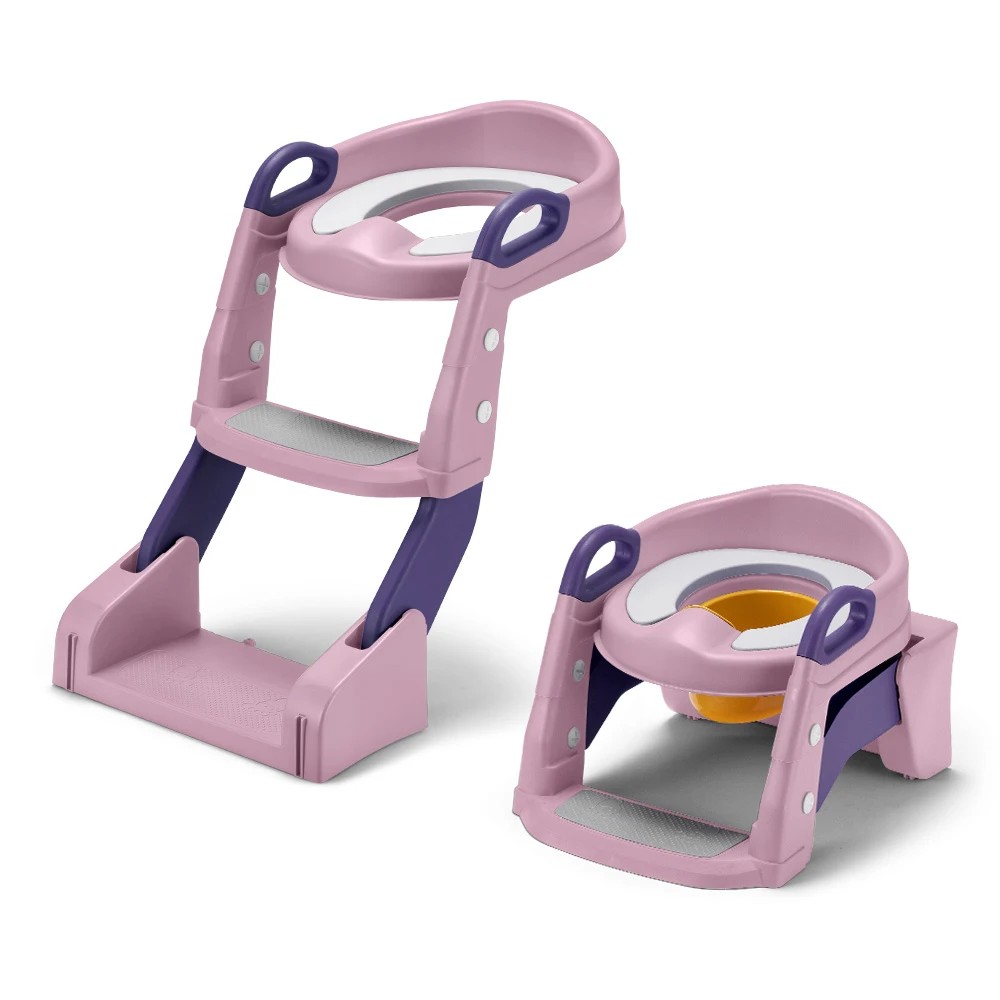1 PlayPals Kids Potty Trainer Seat Chair Toddler Training Stool with Ladder - Pink, 1 of 3