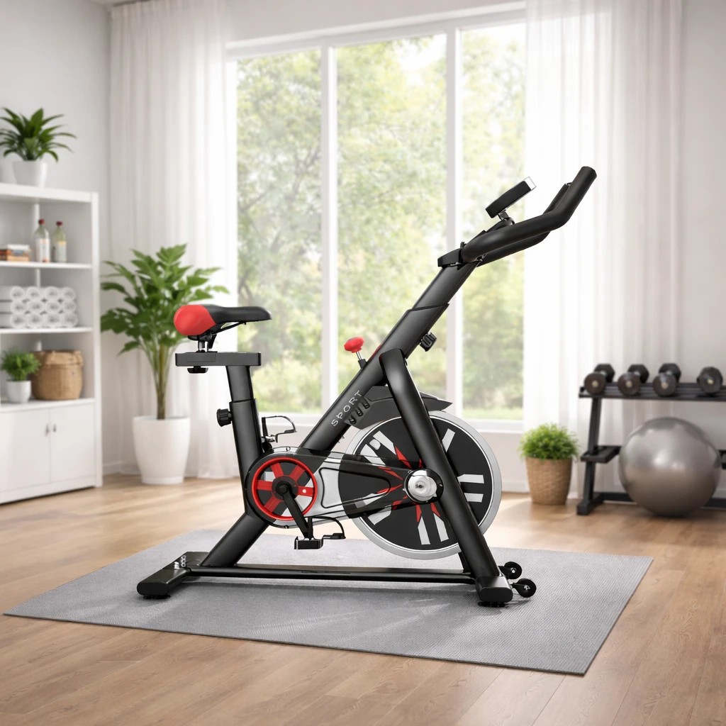 3 Fitness Master Fitness Master Exercise Spin Bike 8kg Flywheel Belt Drive Lcd Monitor Black Home Gym, 3 of 7