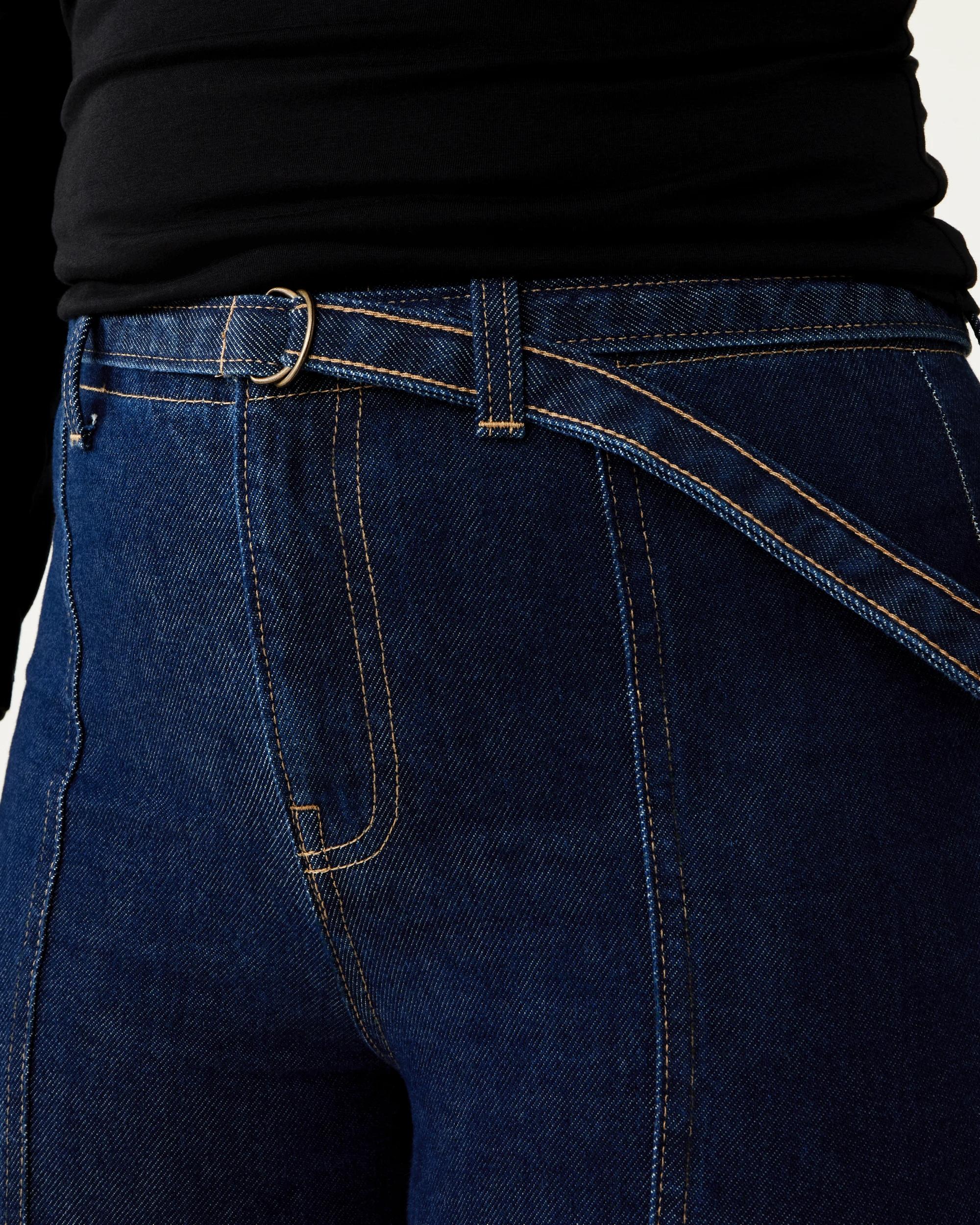 5 Seam Front Self Belt Jeans Indigo Wsh, 5 of 8