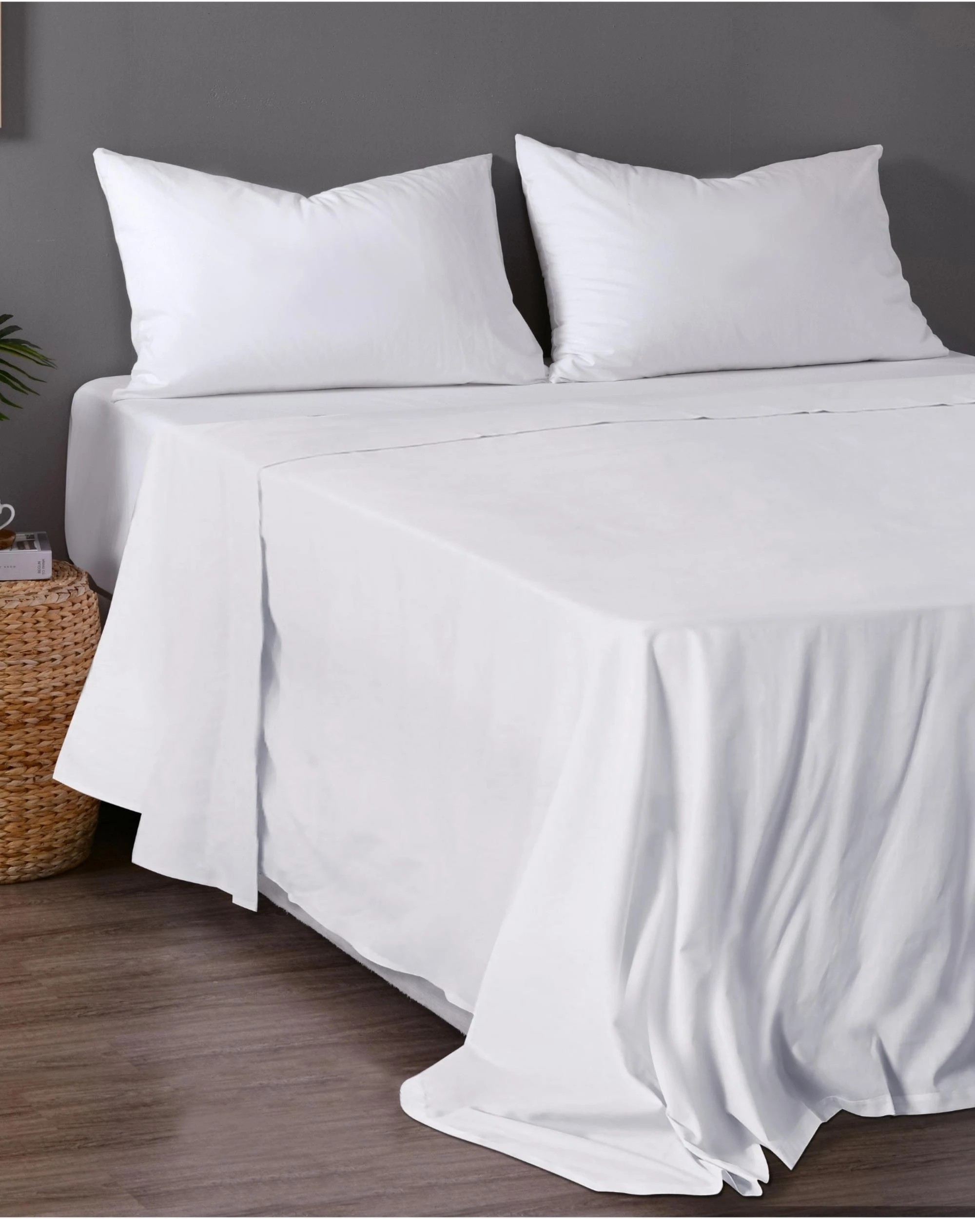 2 ESSN Commercial Cotton Blend Top/Bottom Flat Sheet 10 Pack - King Bed - White, 2 of 4