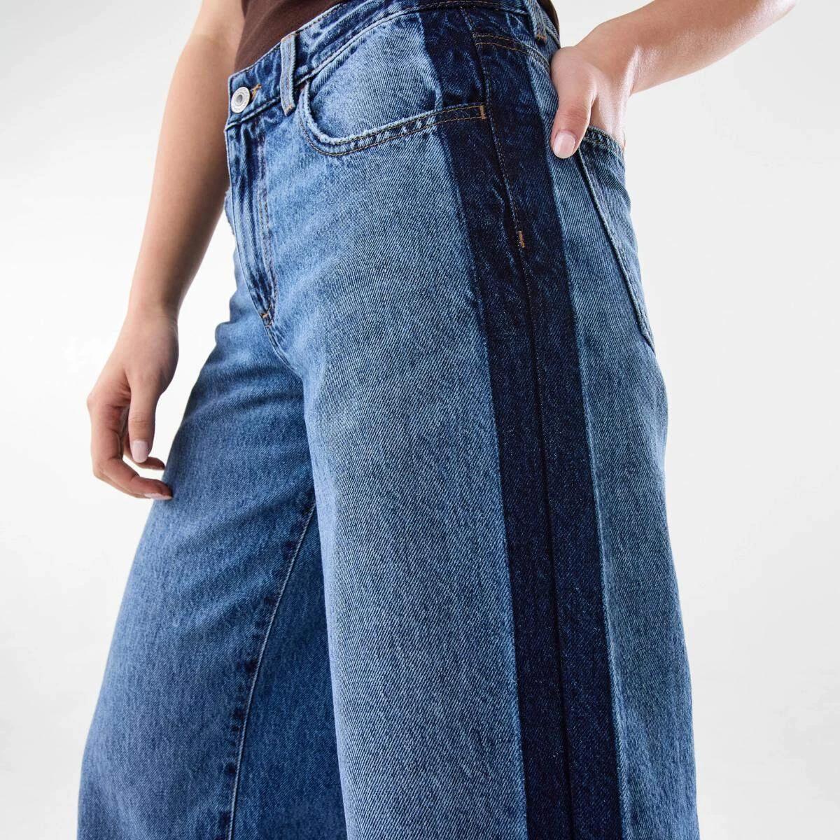 8 Side Stripe Wide Leg Jeans MID WASH, 8 of 10