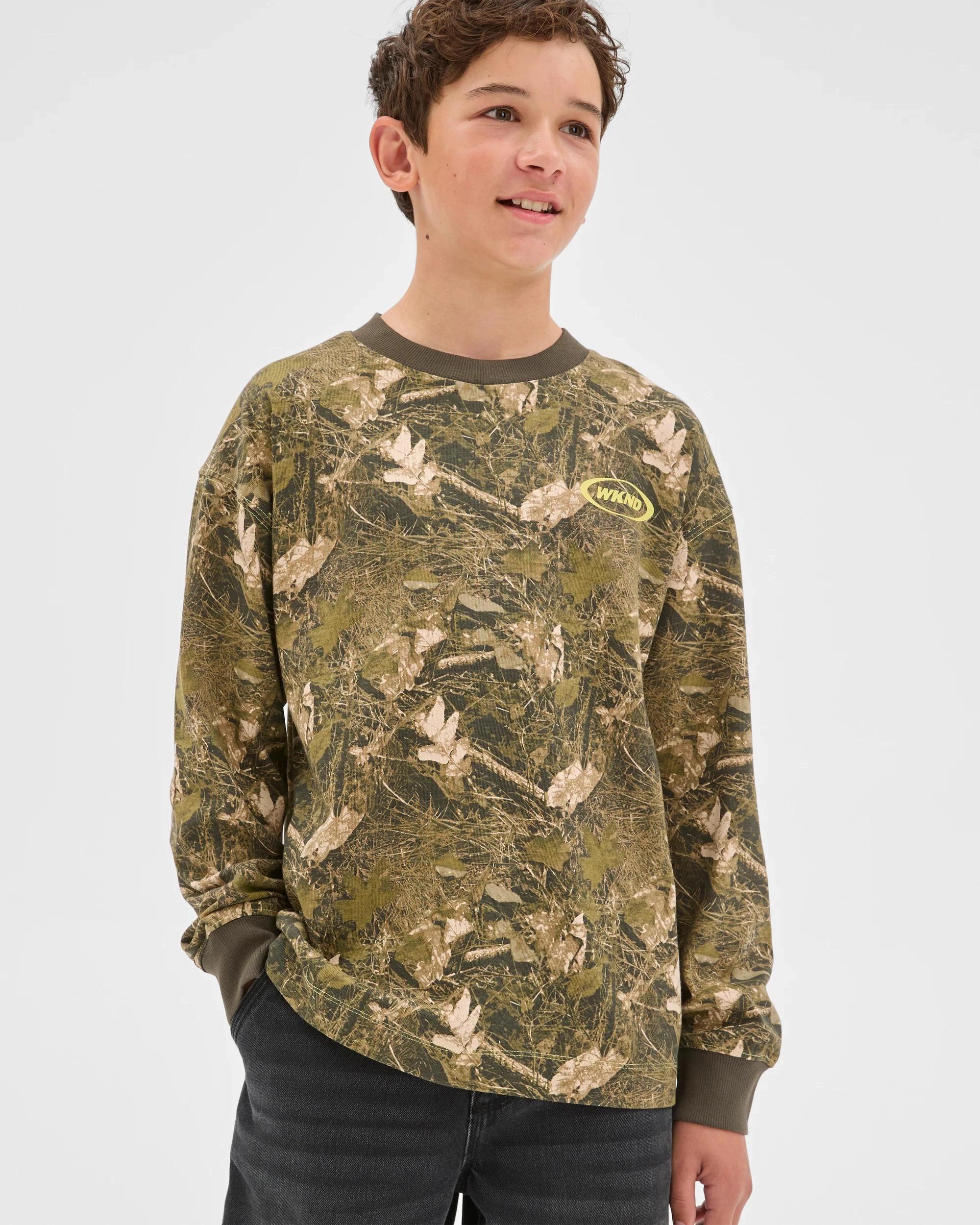 1 Target Kids Australian Cotton Long Sleeve Heavyweight T-Shirt CAMO, 1 of 7