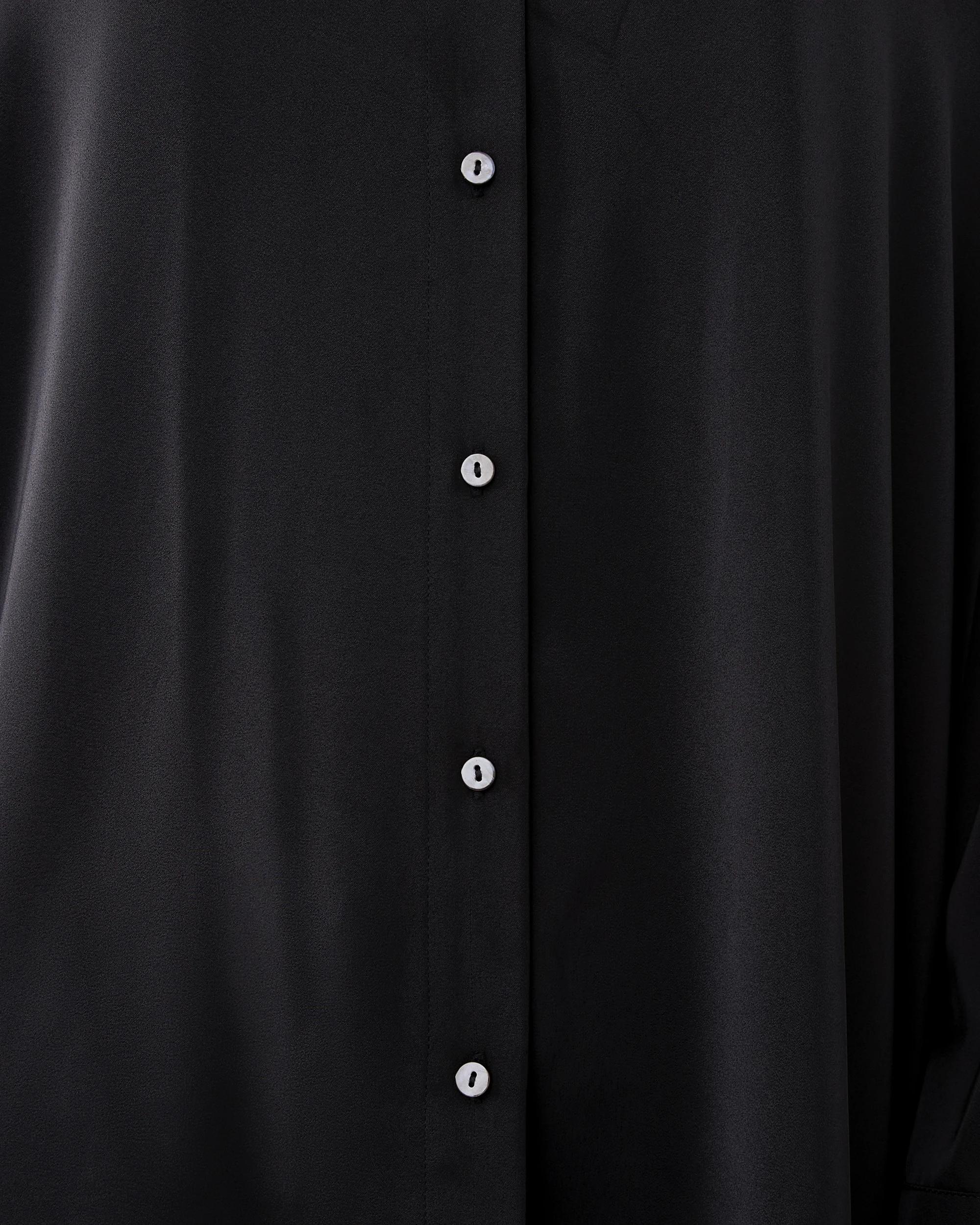 7 Long Sleeve Oversized Satin Shirt Black, 7 of 10