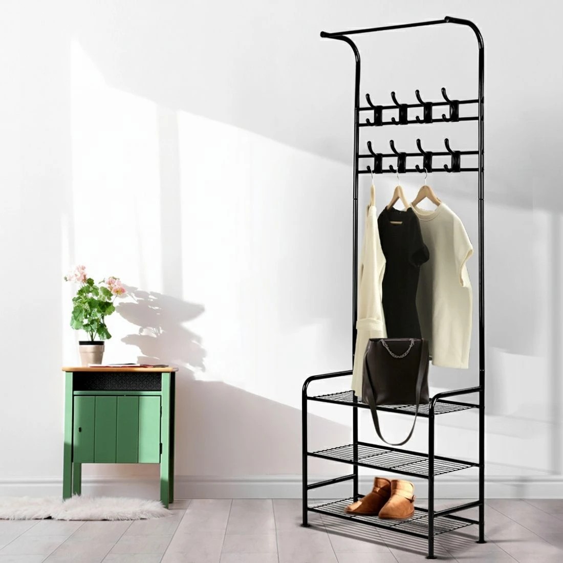 8 Artiss Clothes Rack Airer Coat Stand 179cm Hanger Rail - Black, 8 of 8
