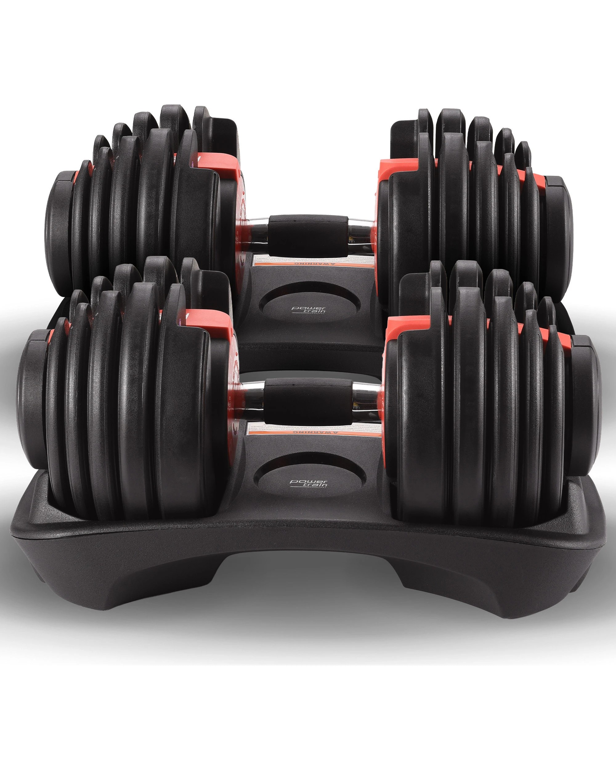 4 Powertrain 48kg Adjustable Dumbbells 15-in-1 Home Gym Weights Red, 4 of 7