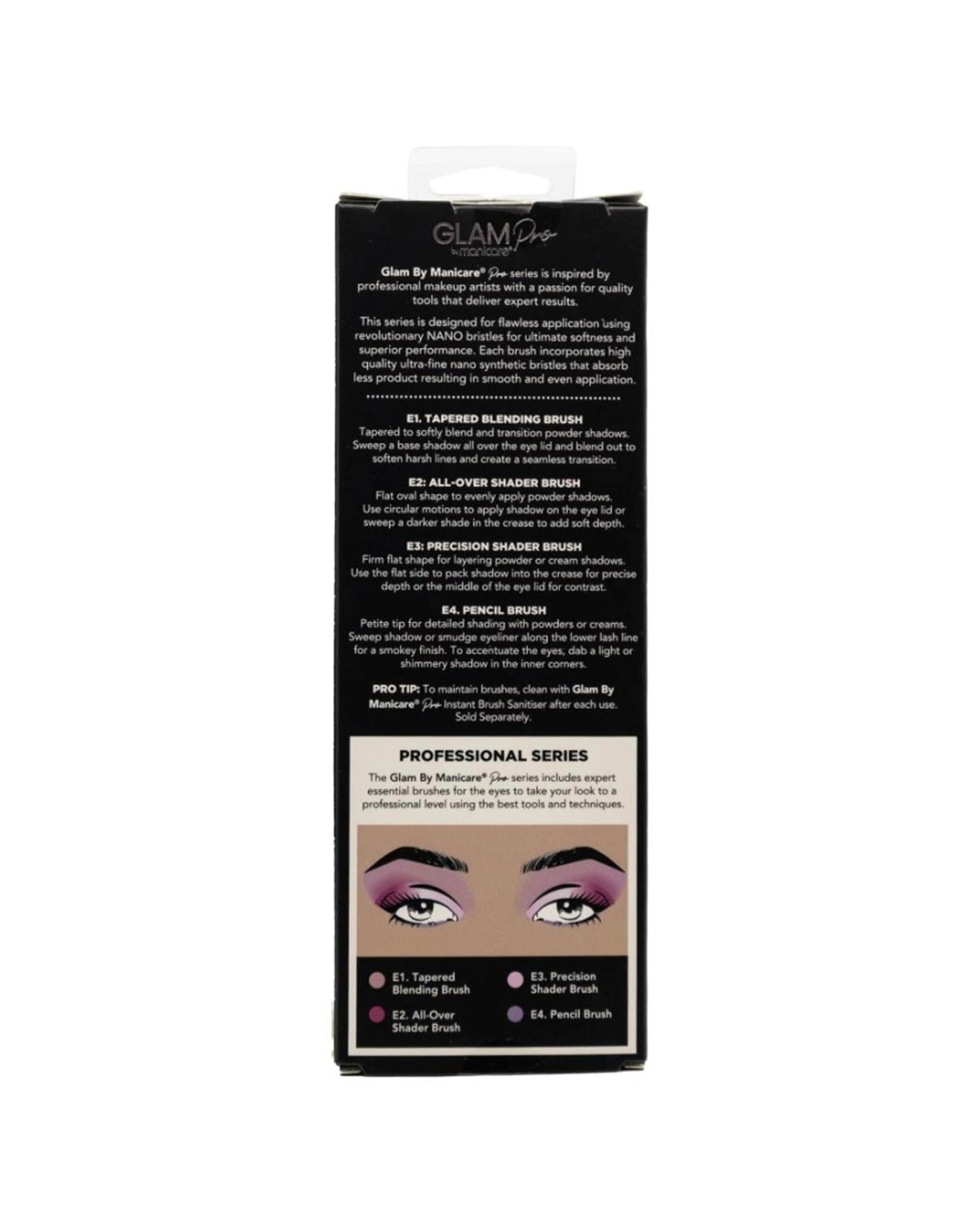 4 Manicare Glam Pro Essential Eye Brush Set 6PK Professional Series - Black, 4 of 4