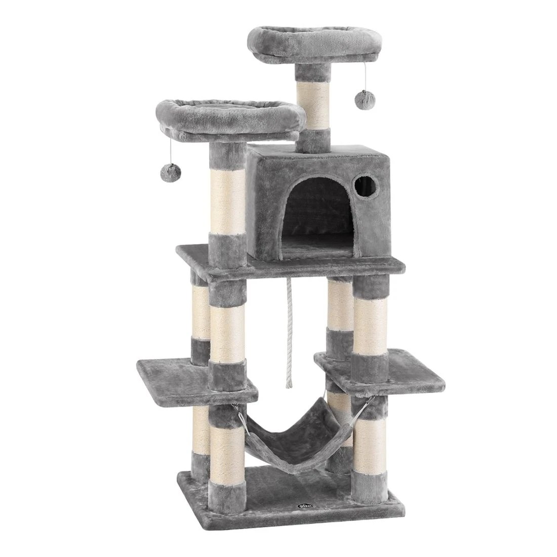 1 i.Pet Cat Tree 145cm Tower Scratching Post Trees Scratcher Condo House - Grey, 1 of 7