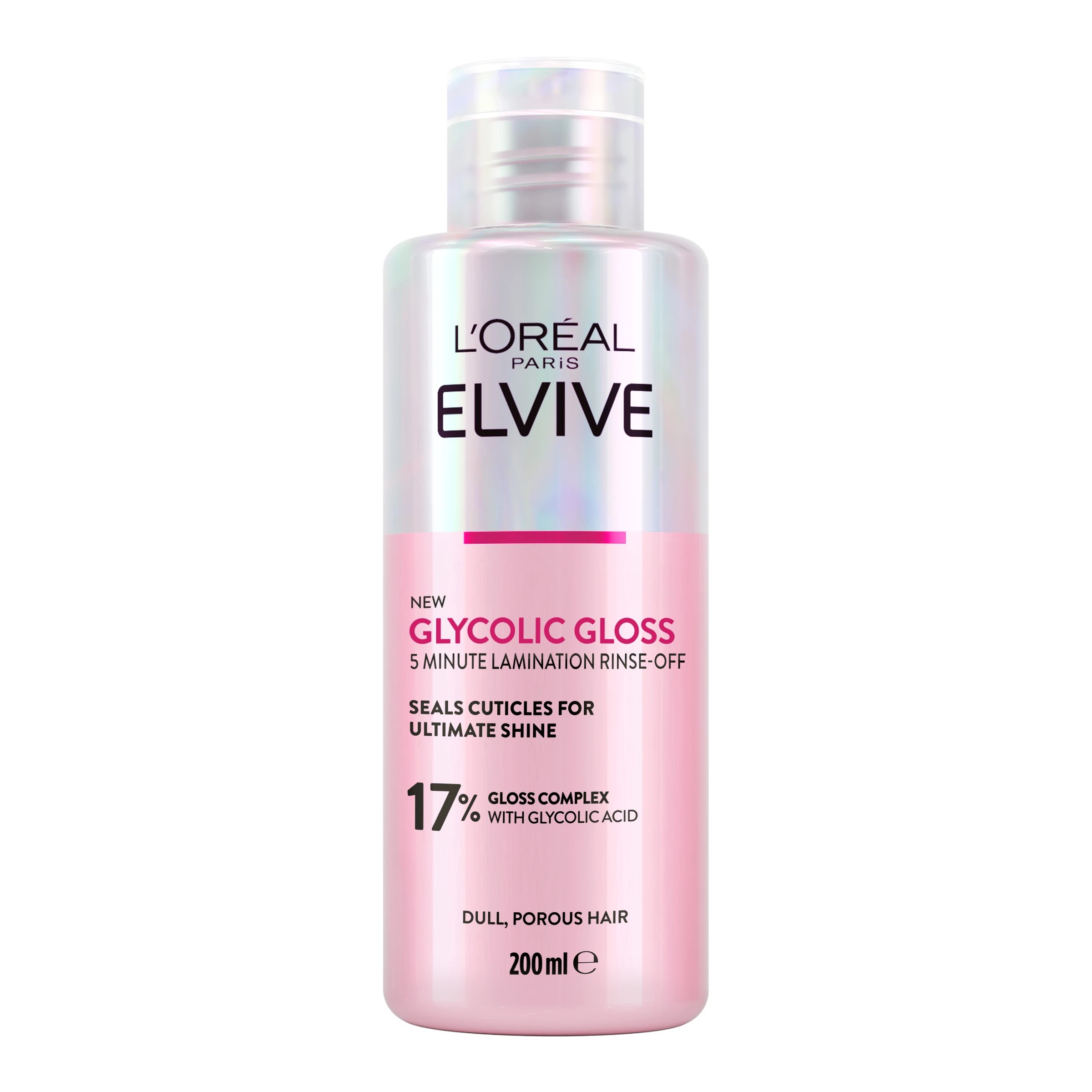 1 L'Oreal Paris Elvive Glycolic Gloss 5 Minute Lamination Treatment 200ml - 17% Gloss Complex with Glycolic Acid, 1 of 8