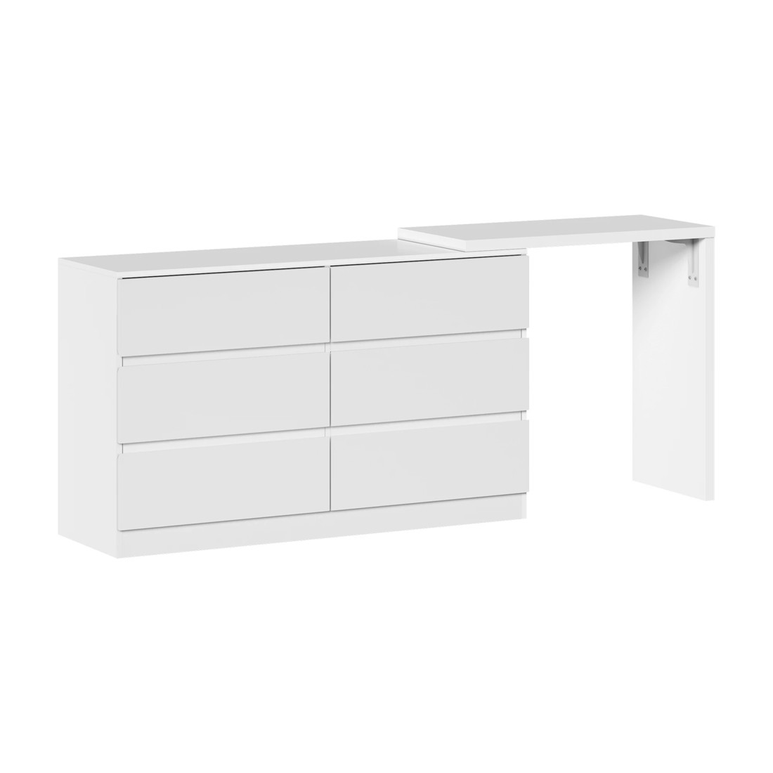 7 Oikiture 6 Chest Of Drawers Dresser With Side Table Storage
 - White, 7 of 9